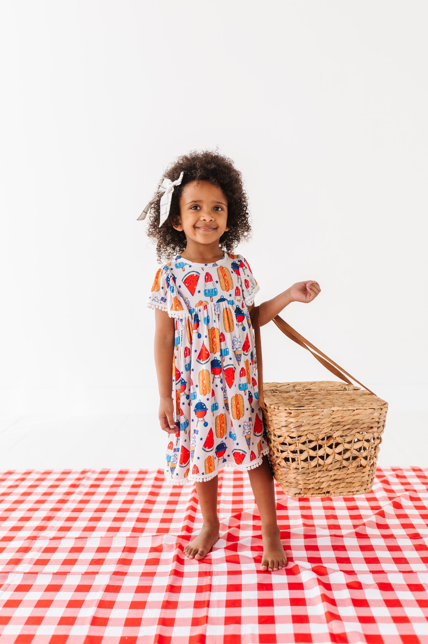 Red, White & BBQ Pom Pom Dress