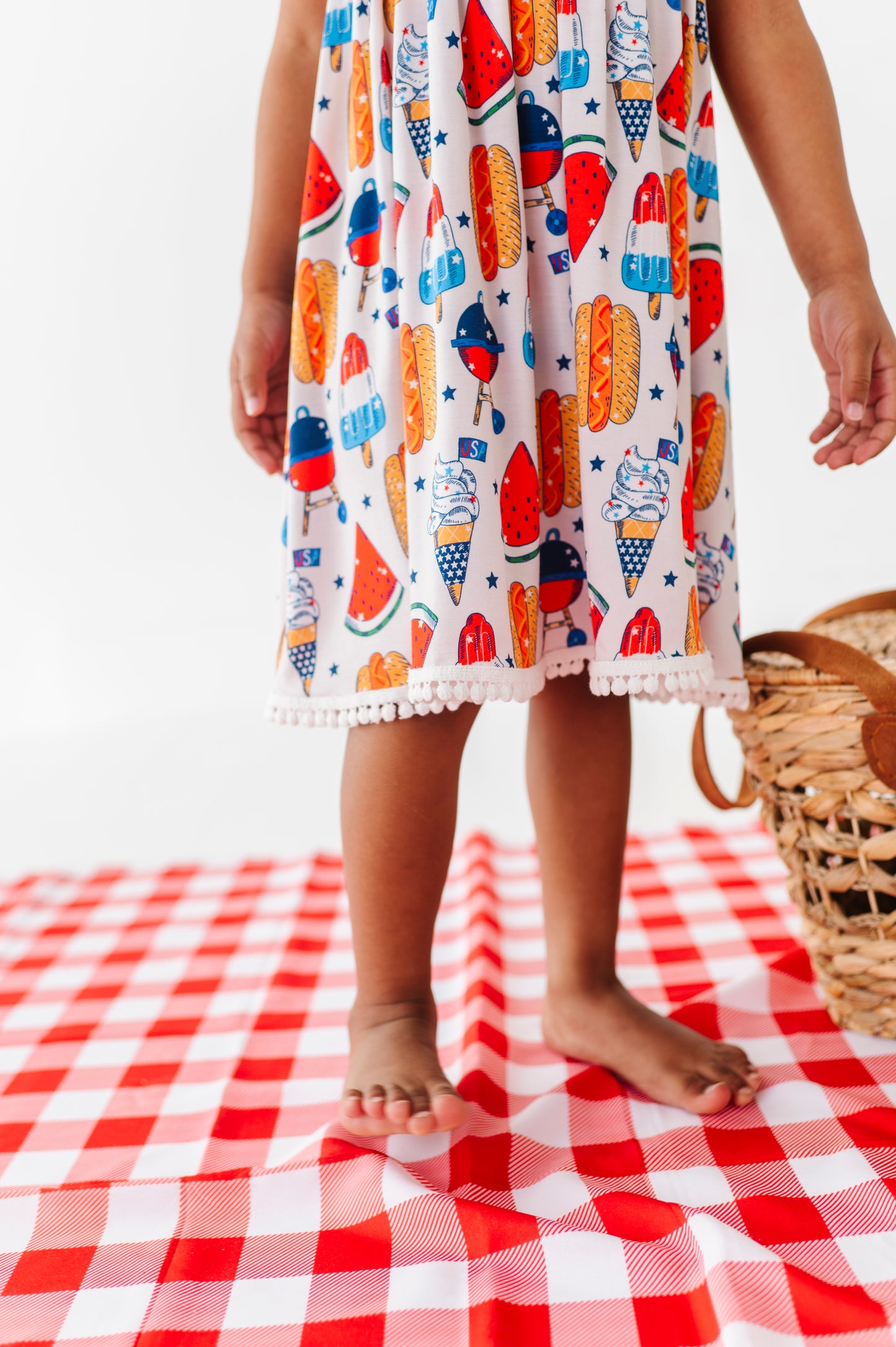 Red, White & BBQ Pom Pom Dress