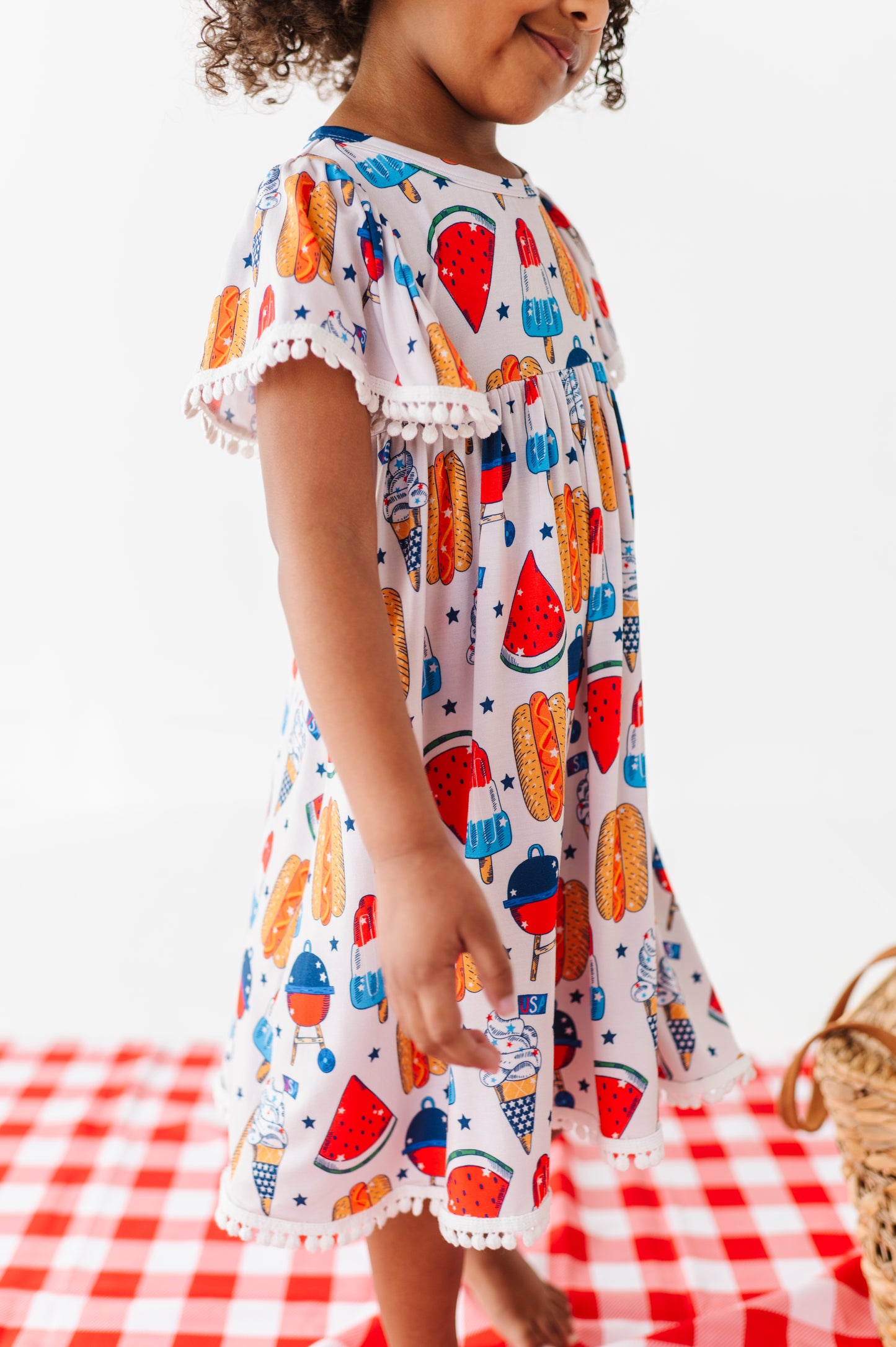 Red, White & BBQ Pom Pom Dress