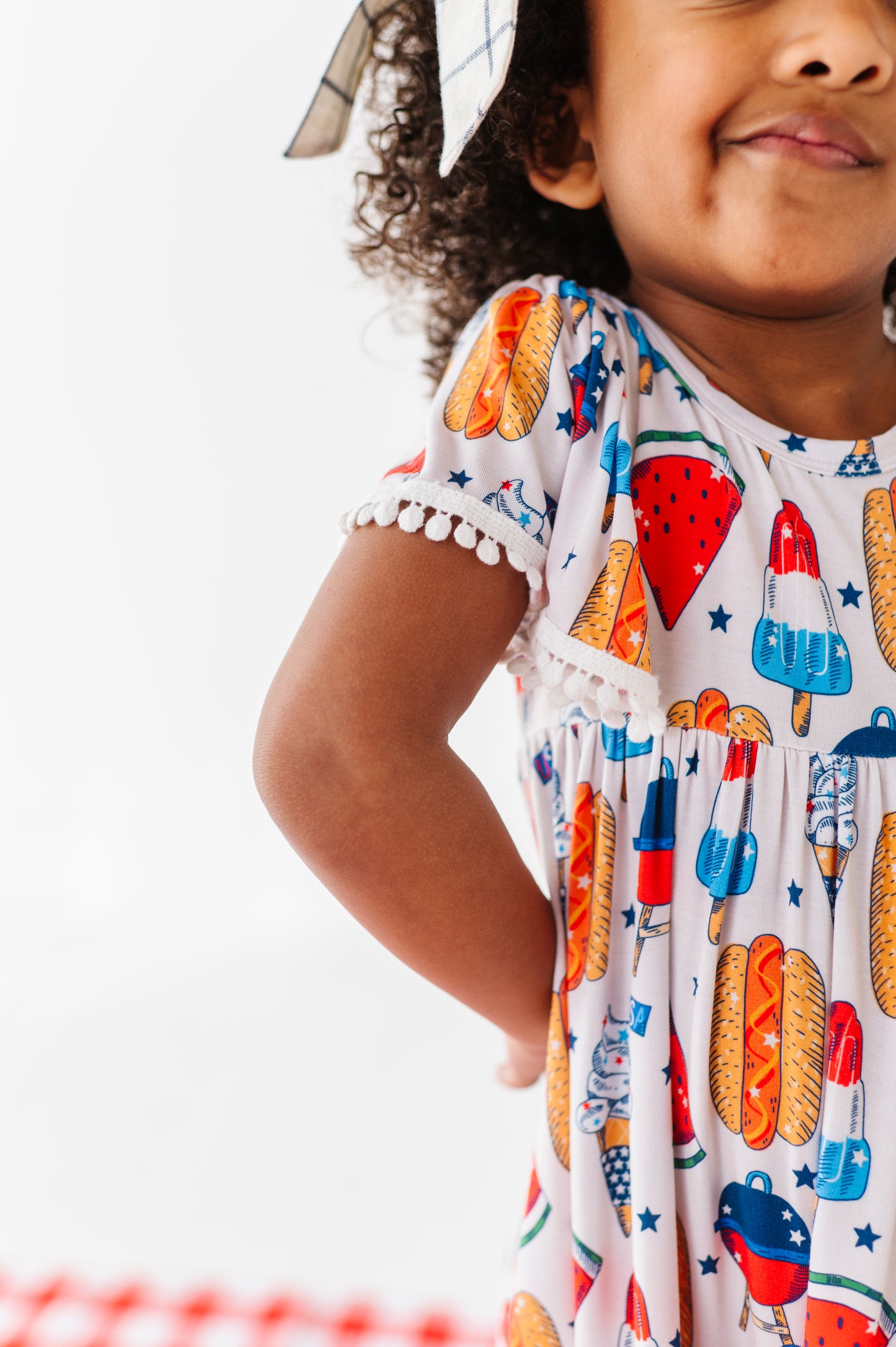 Red, White & BBQ Pom Pom Dress