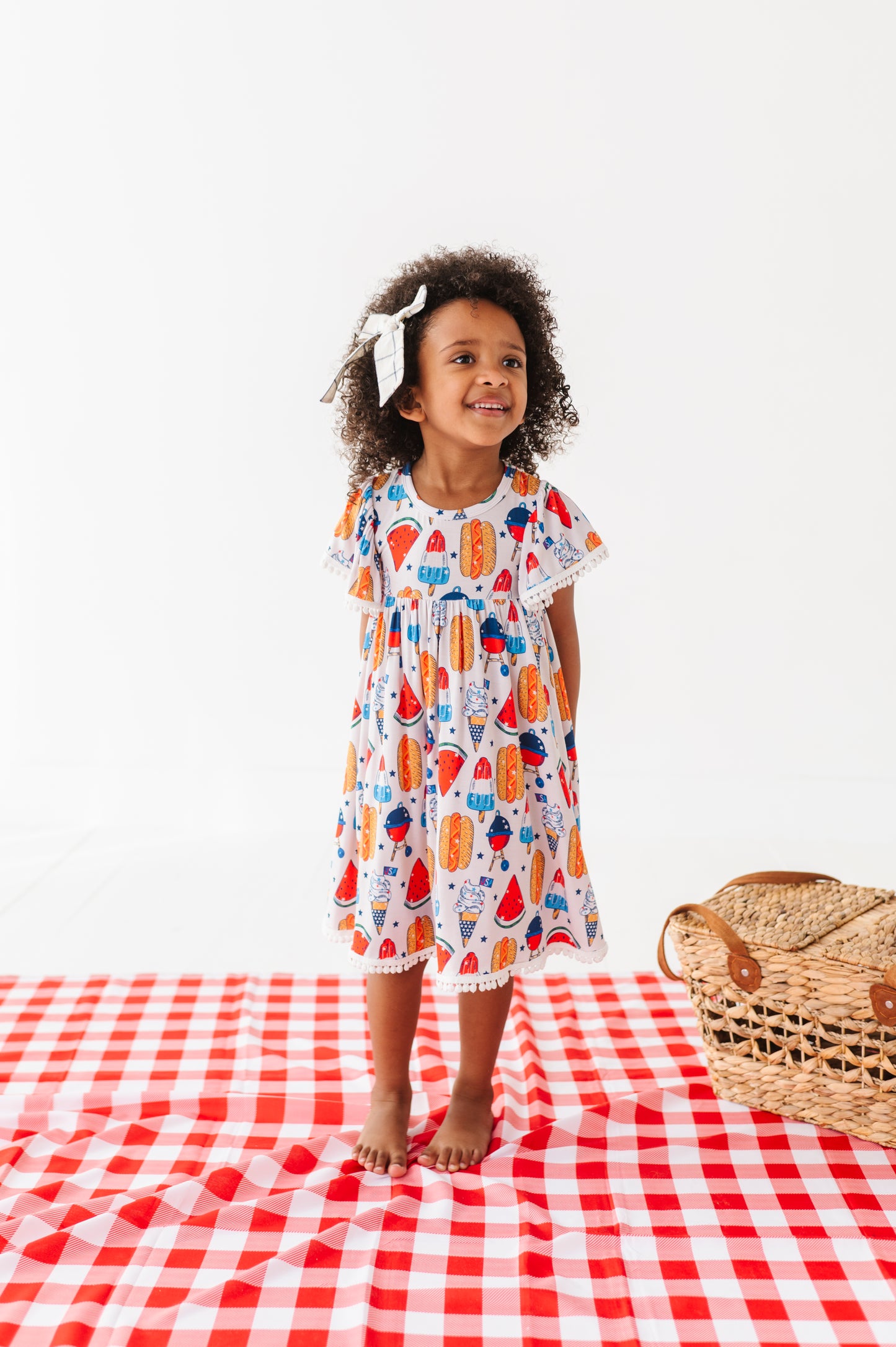 Red, White & BBQ Pom Pom Dress