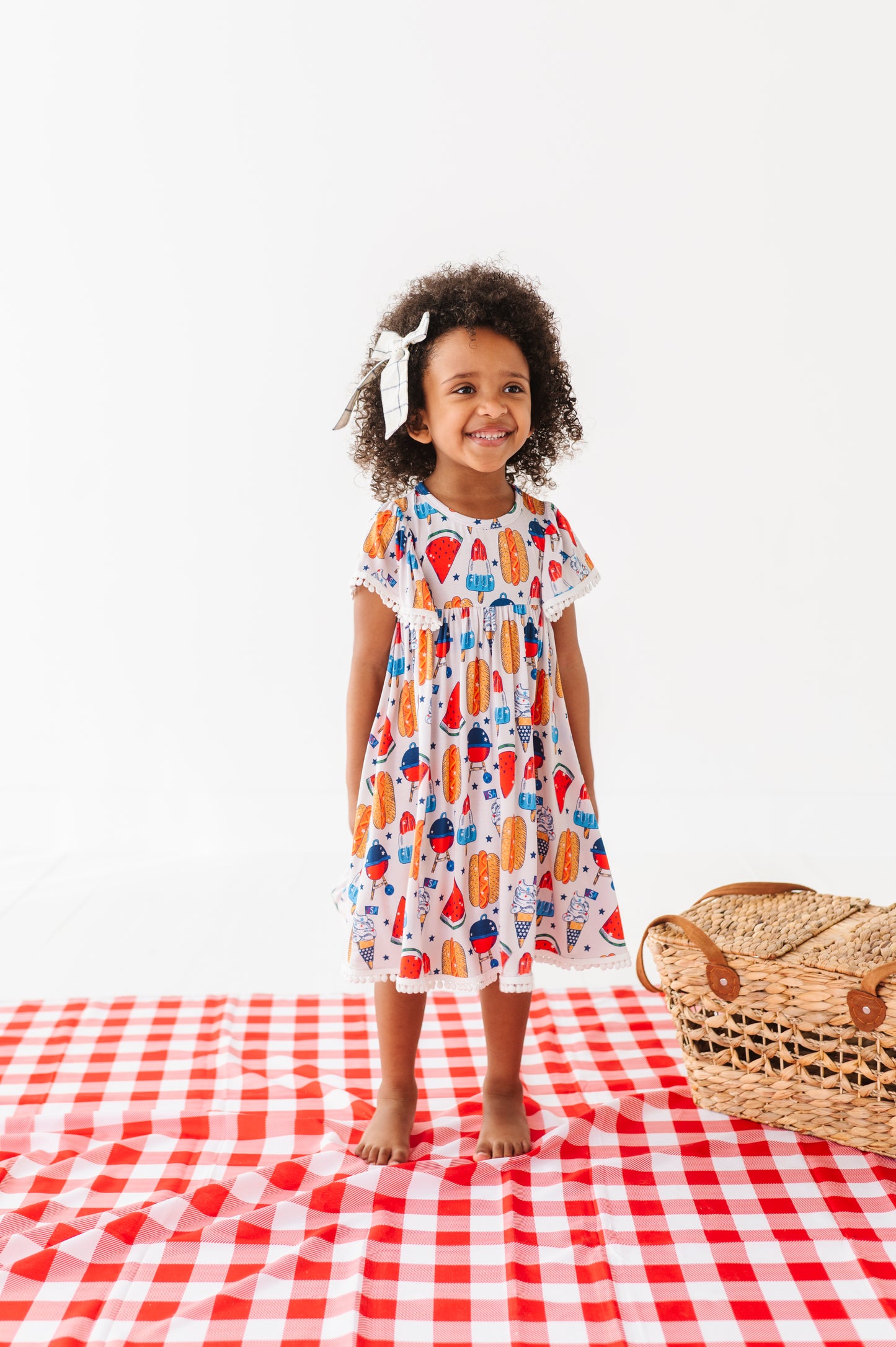 Red, White & BBQ Pom Pom Dress