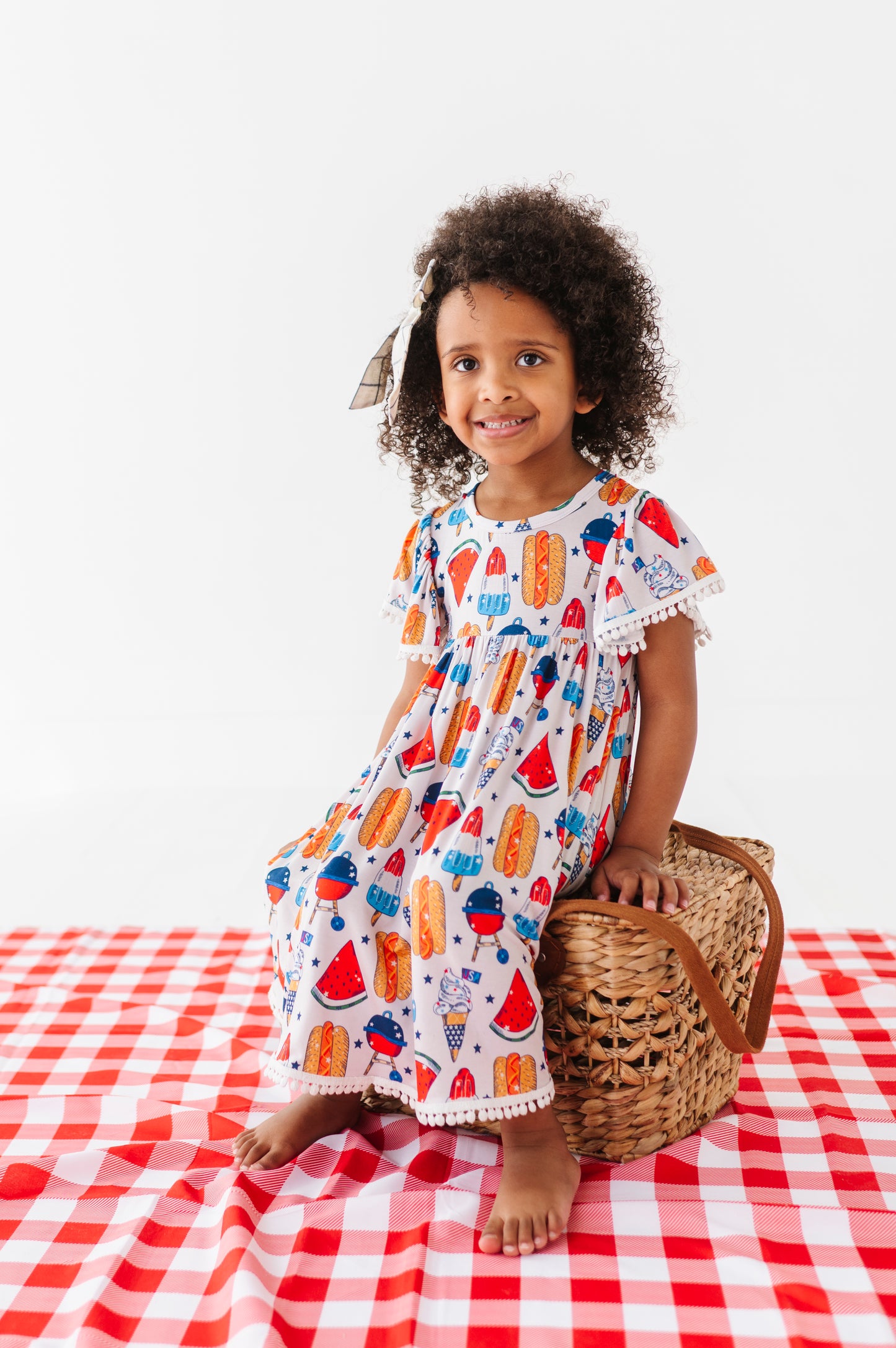 Red, White & BBQ Pom Pom Dress