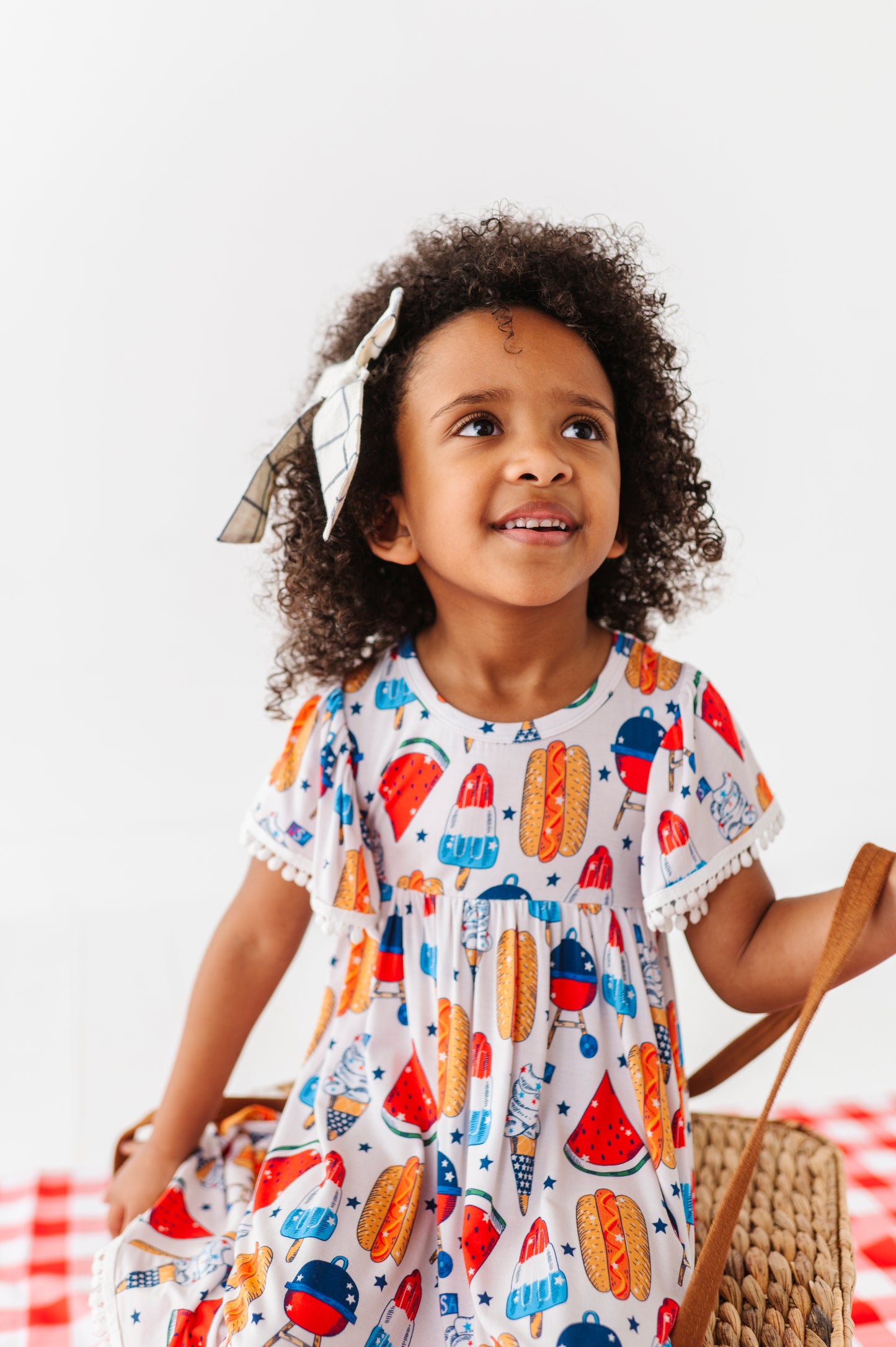 Red, White & BBQ Pom Pom Dress