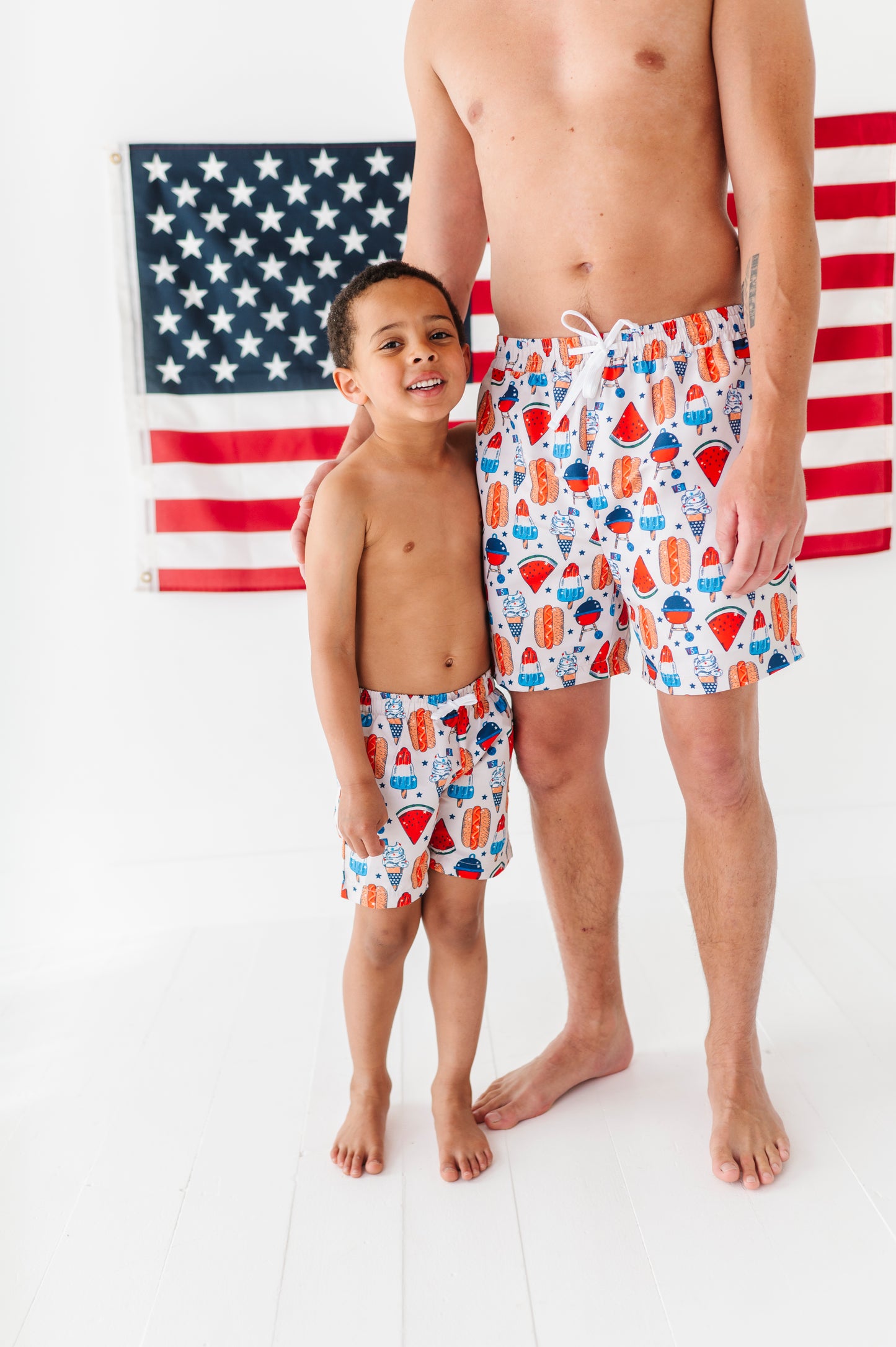 Red, White & BBQ Boys Swim Trunks