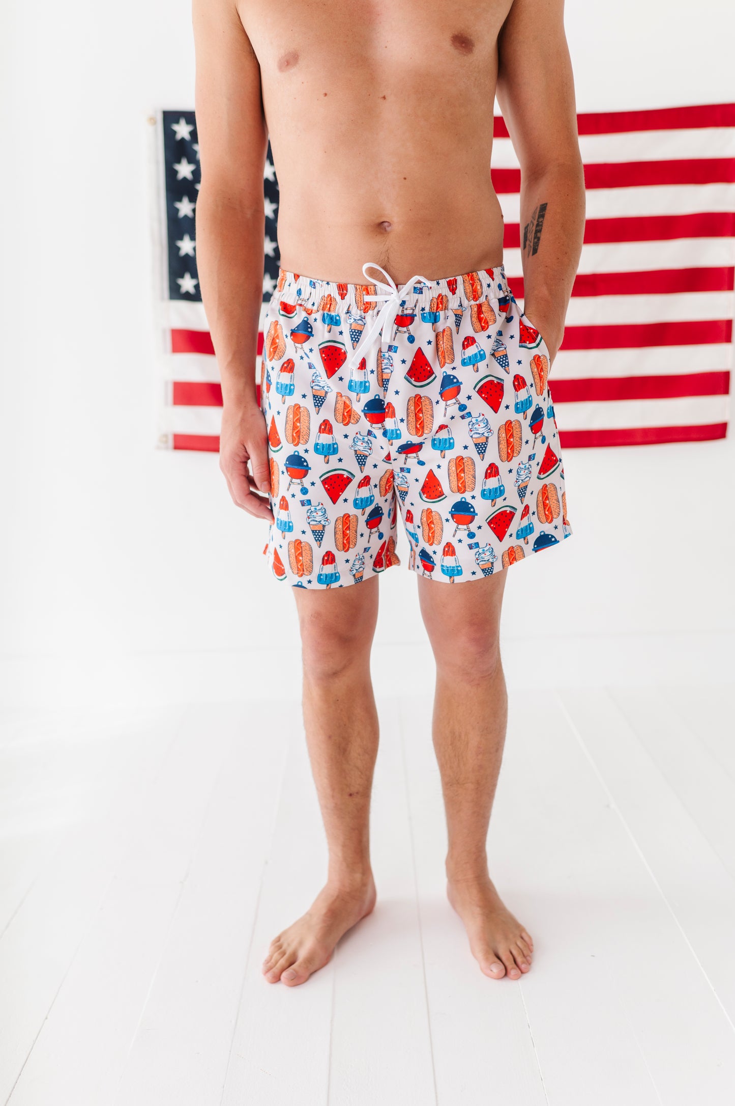 Red, White & BBQ Swim Trunks