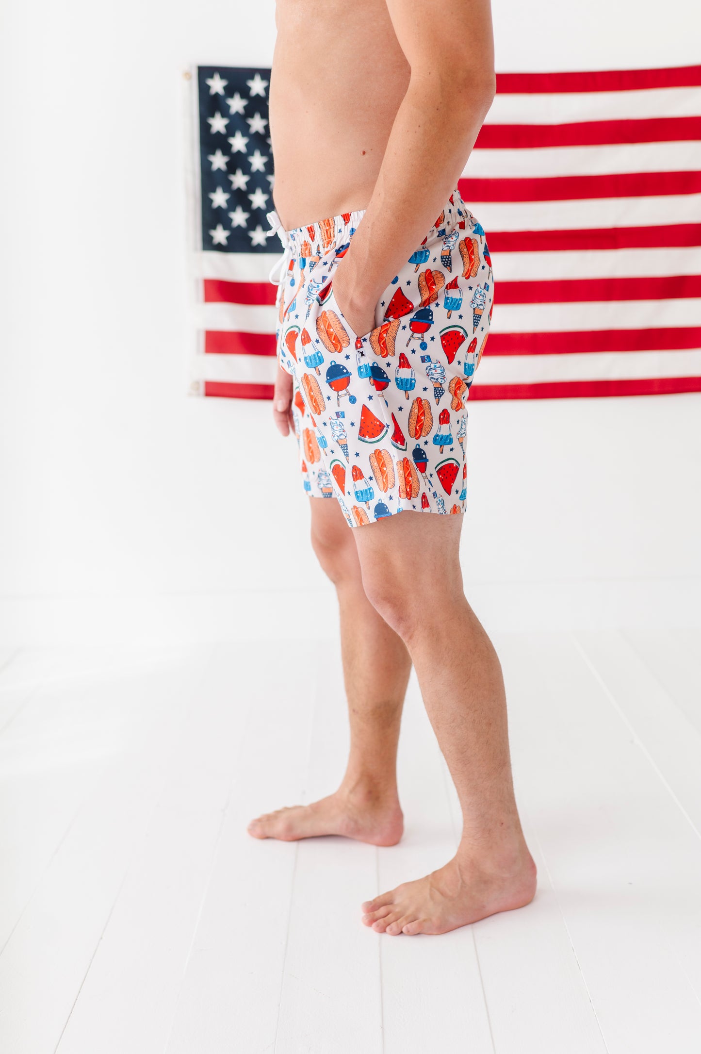 Red, White & BBQ Swim Trunks