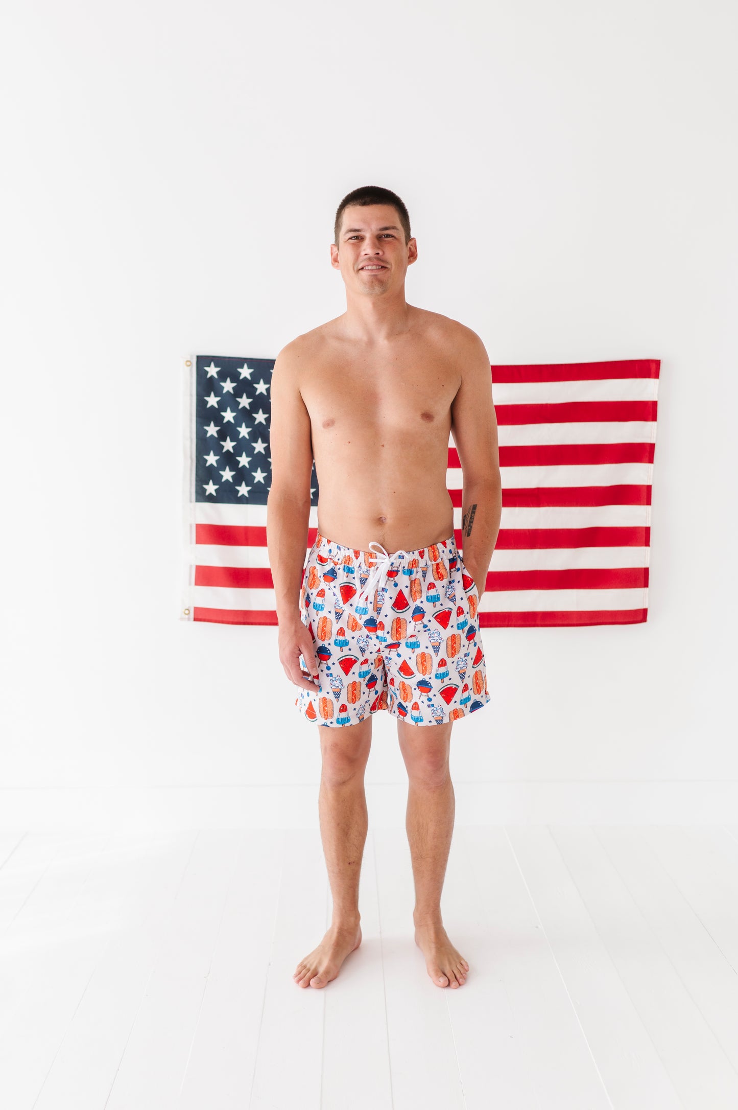 Red, White & BBQ Swim Trunks
