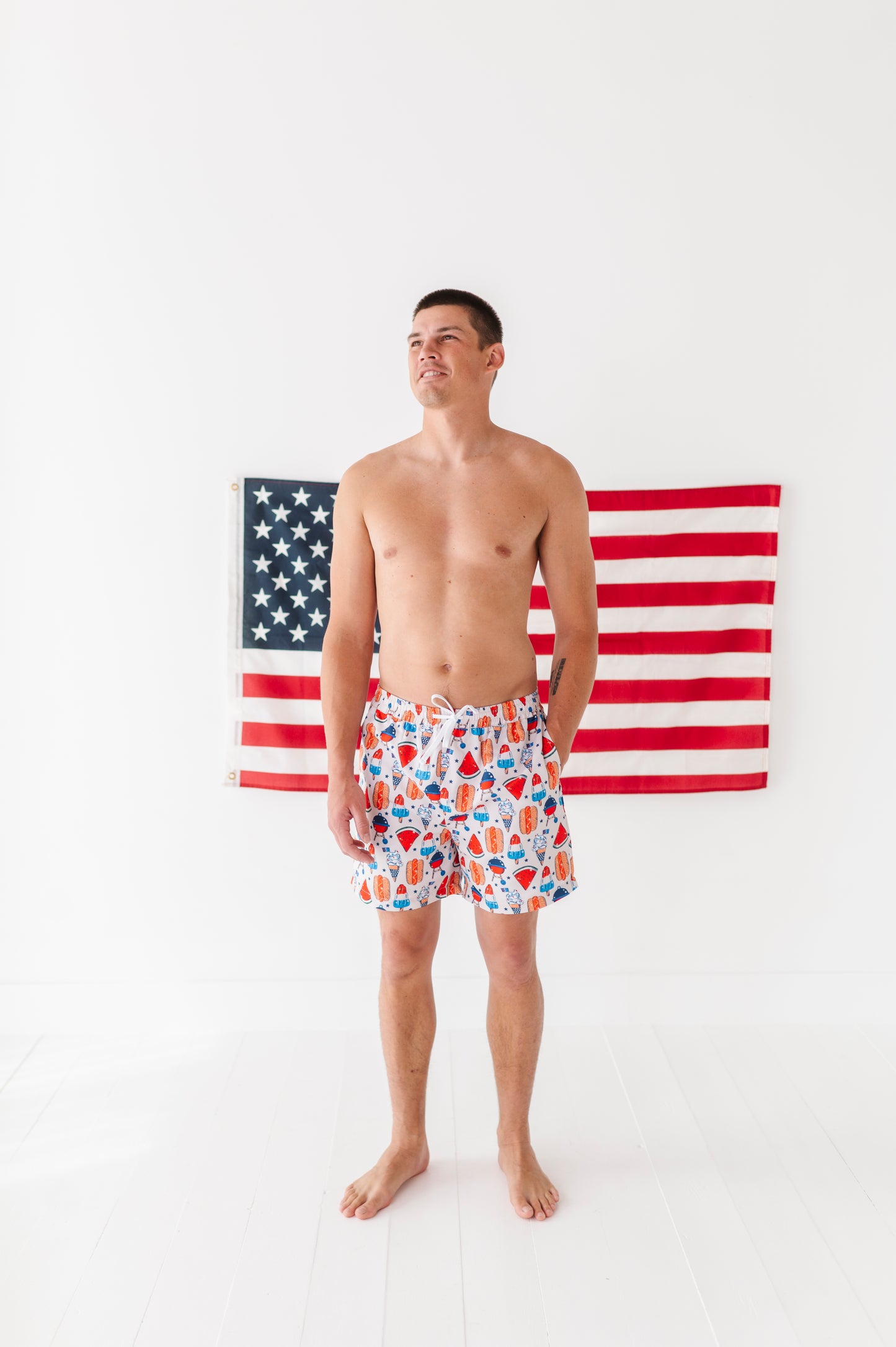 Red, White & BBQ Swim Trunks