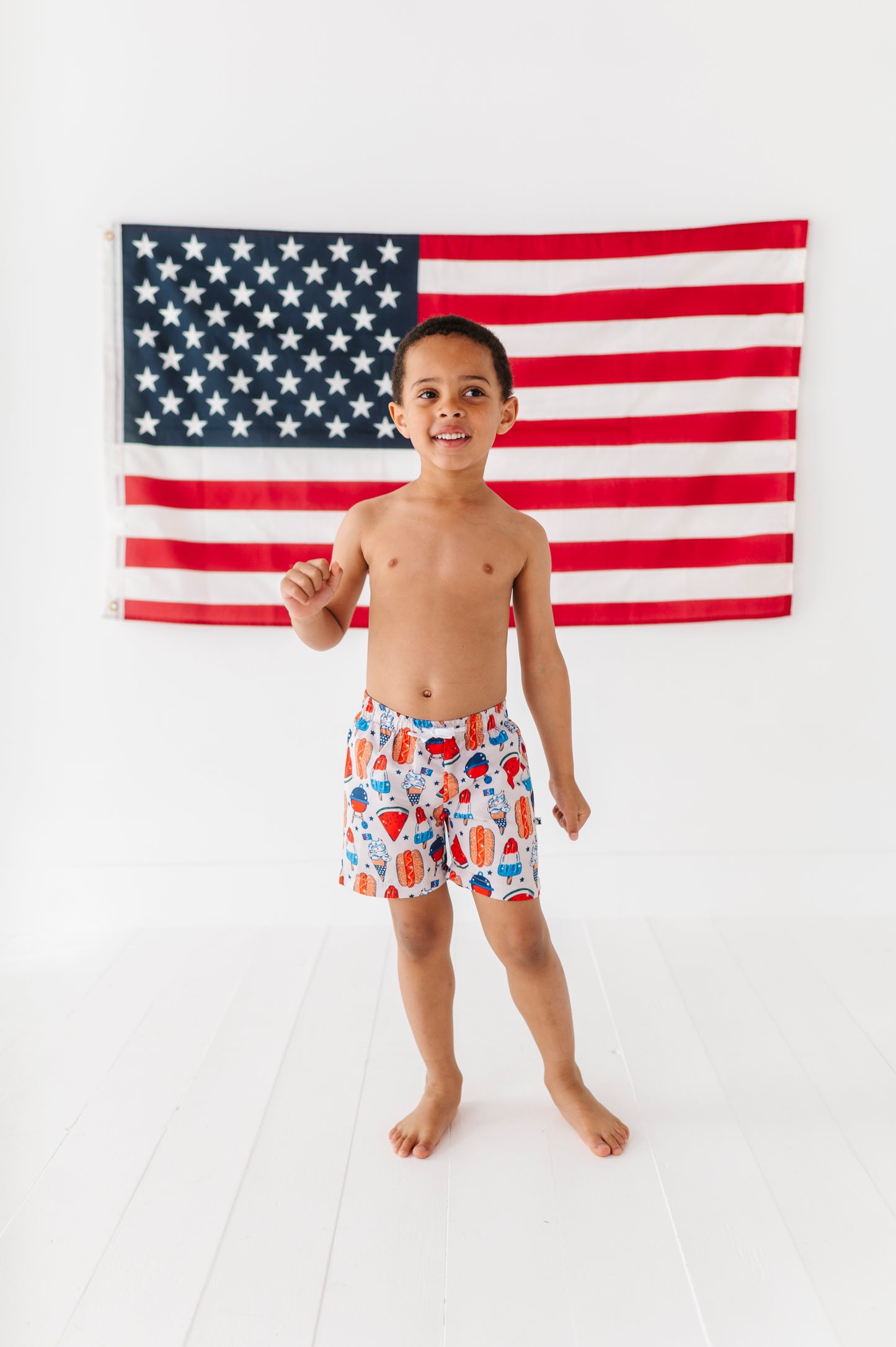 Red, White & BBQ Boys Swim Trunks