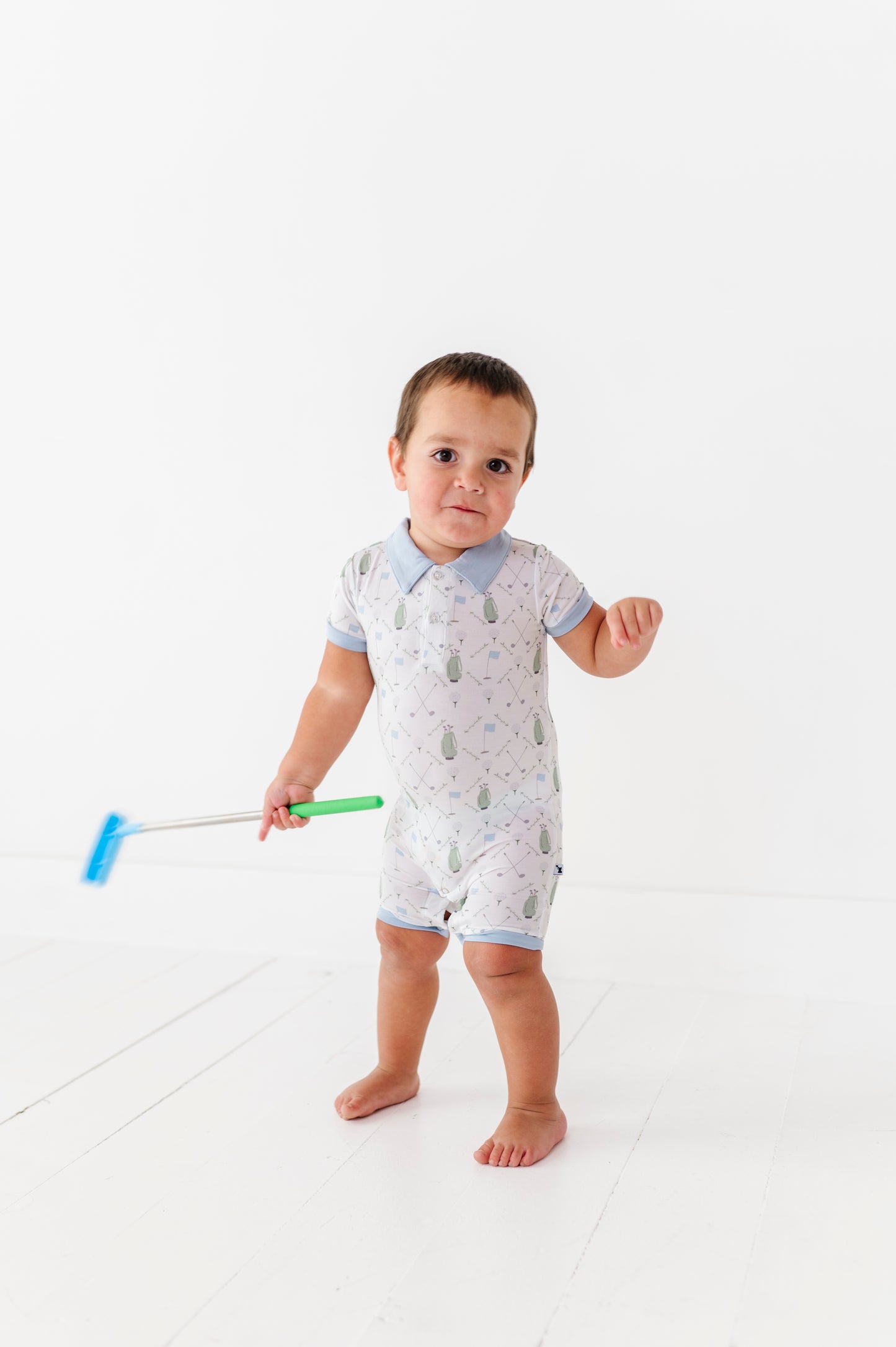 Dressed To the Tee Collared Shorties- Blue