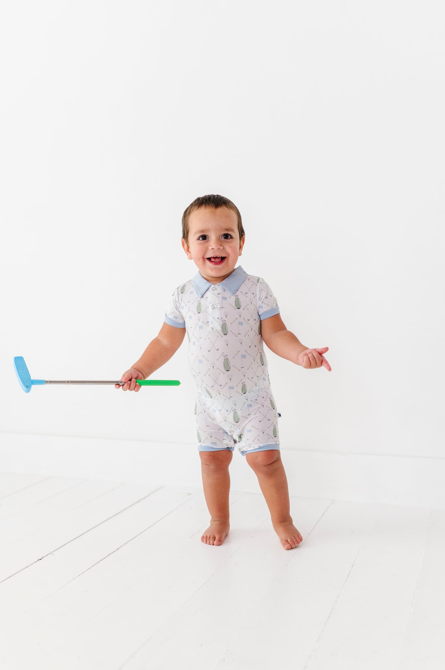 Dressed To the Tee Collared Shorties- Blue