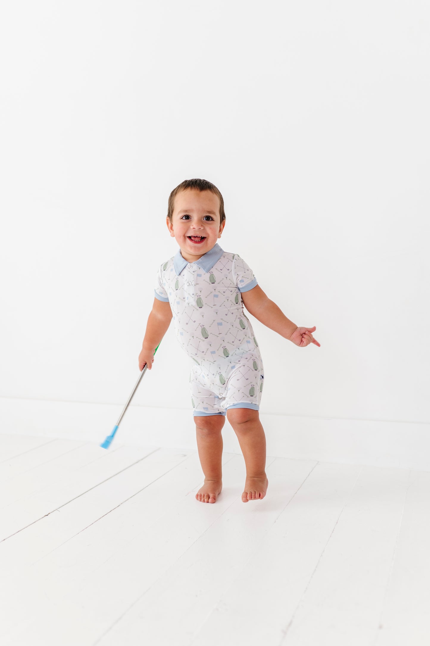 Dressed To the Tee Collared Shorties- Blue
