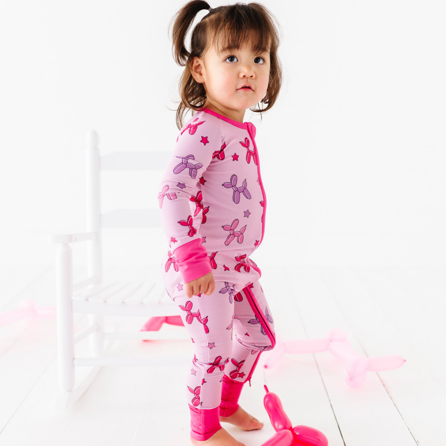 Girl Animal Balloons Convertible Footies