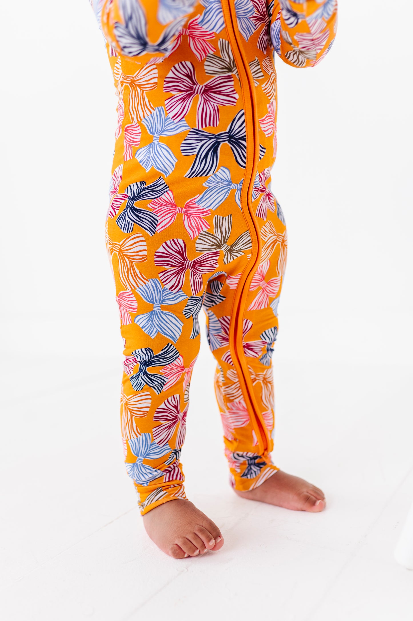 Fall Girls Bow Pajamas Footies