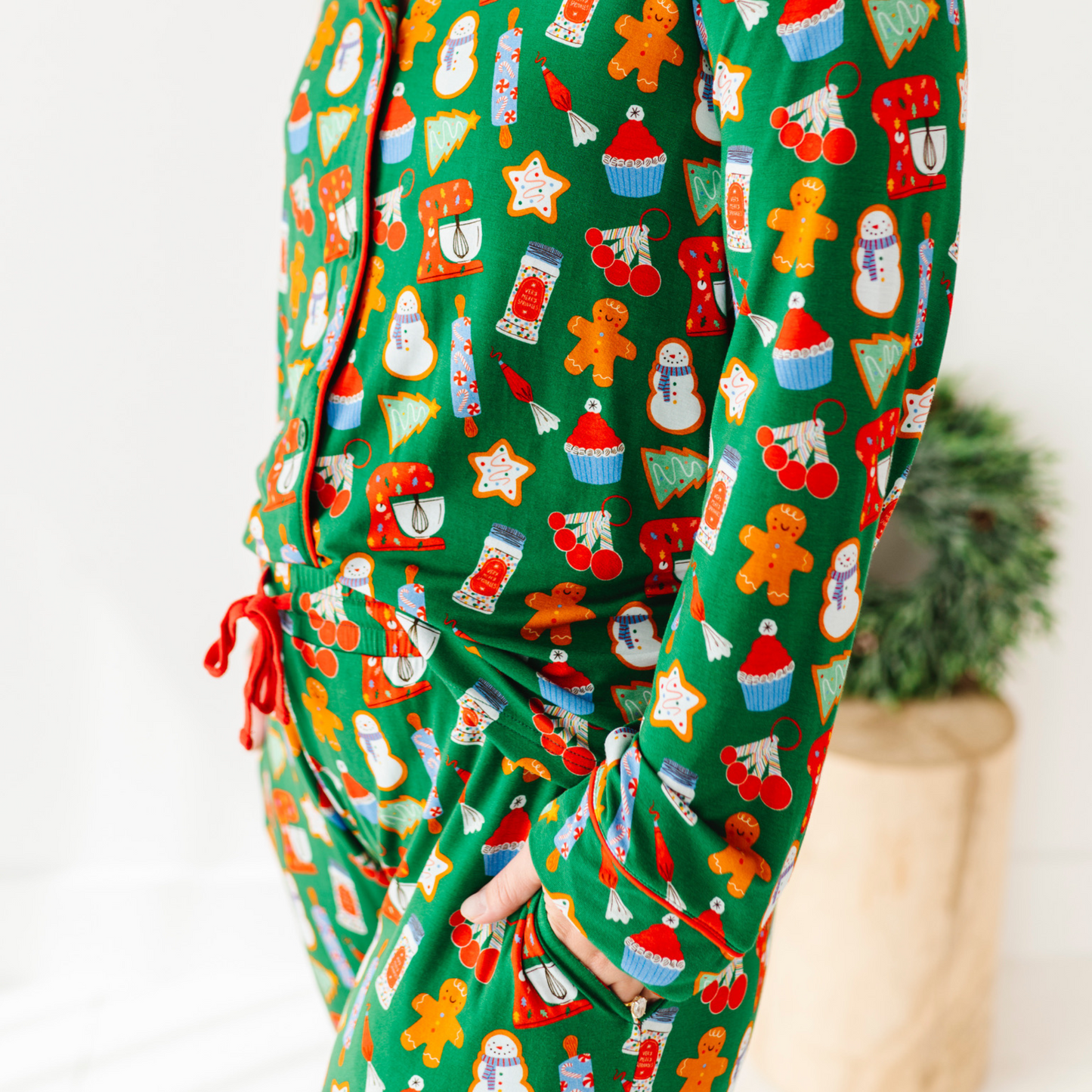 Woman in Christmas Baking Pajamas