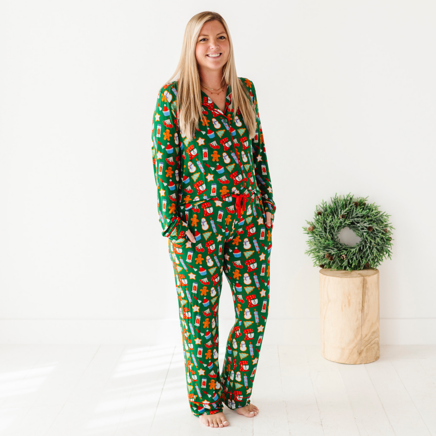 Woman in Christmas Baking Pajamas