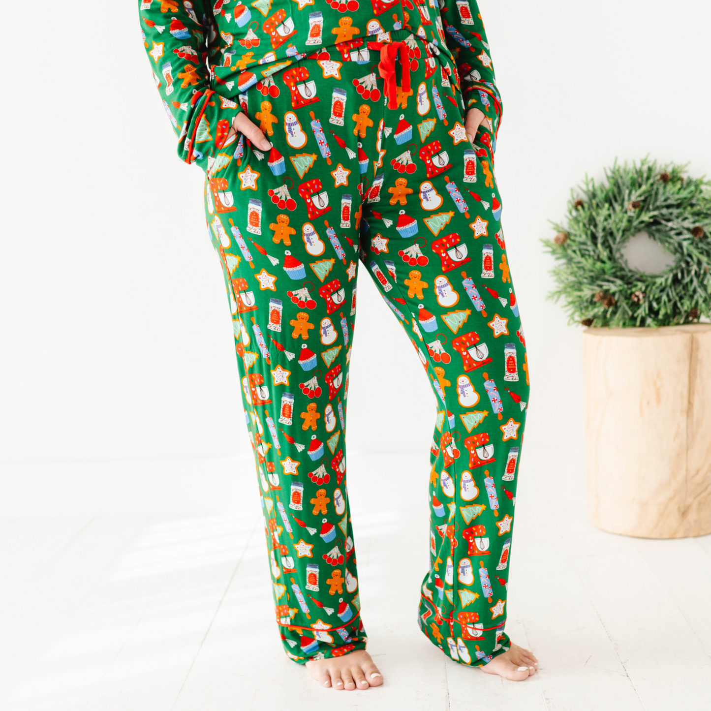 Woman in Christmas Baking Pajamas