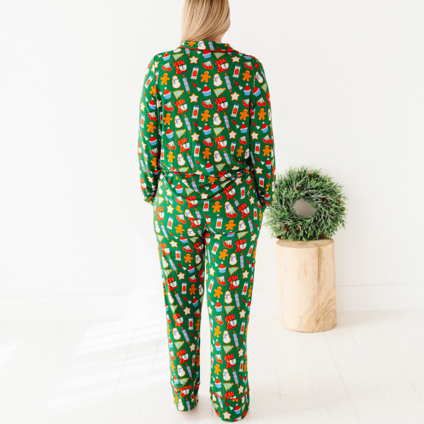 Woman in Christmas Baking Pajamas