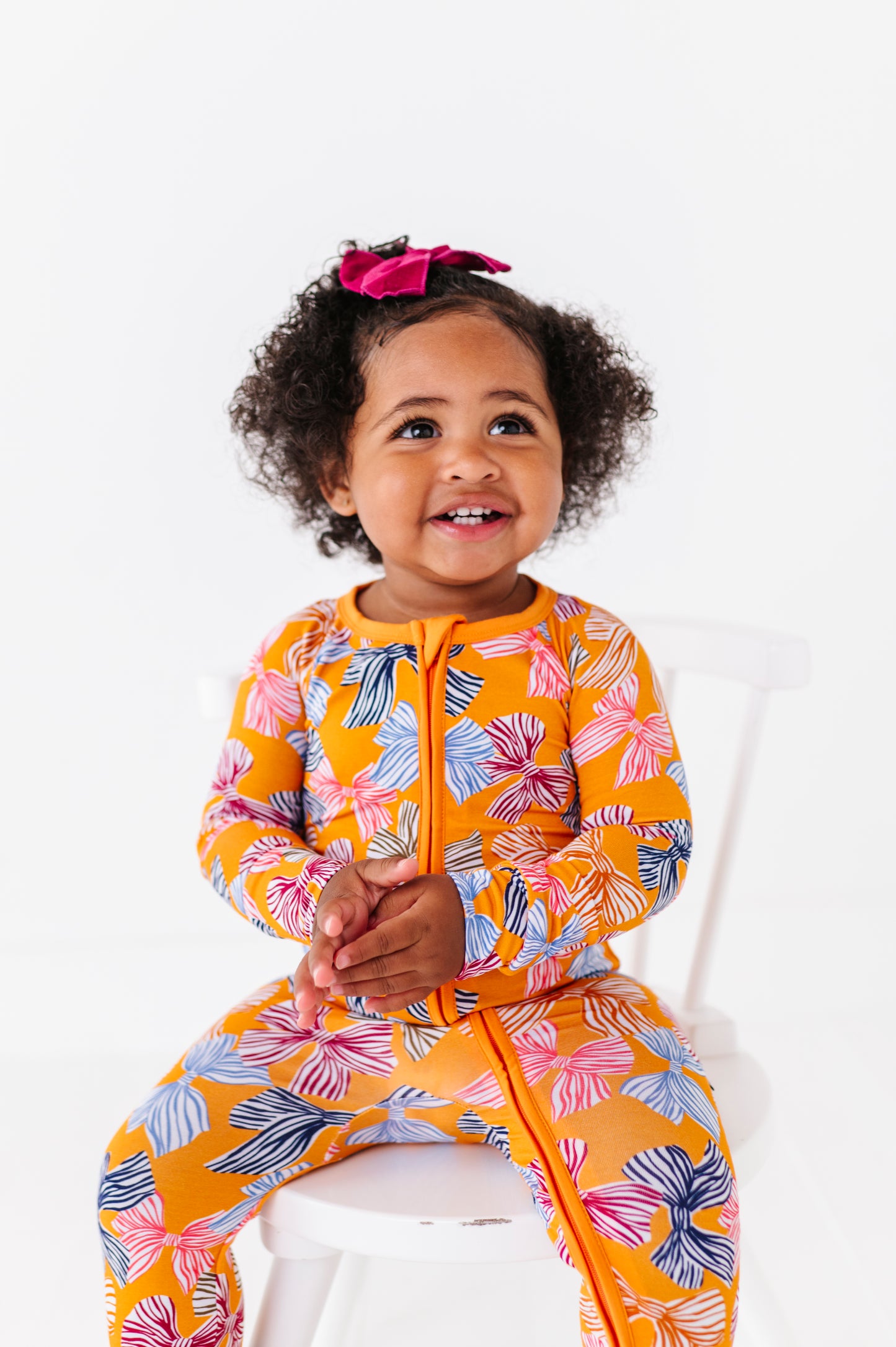 Fall Girls Bow Pajamas Footies