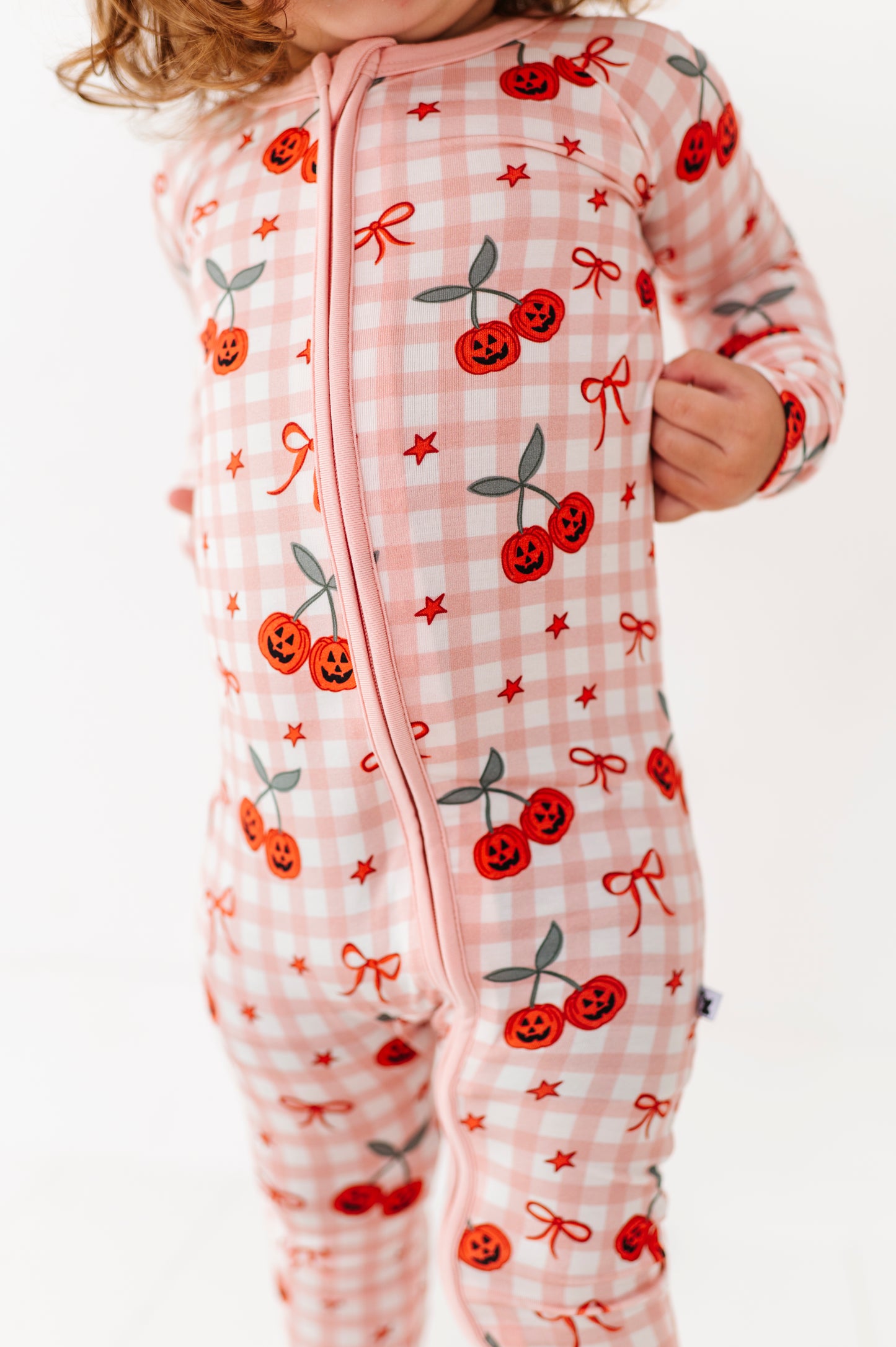 Girls Cherry Plaid Convertible Footies