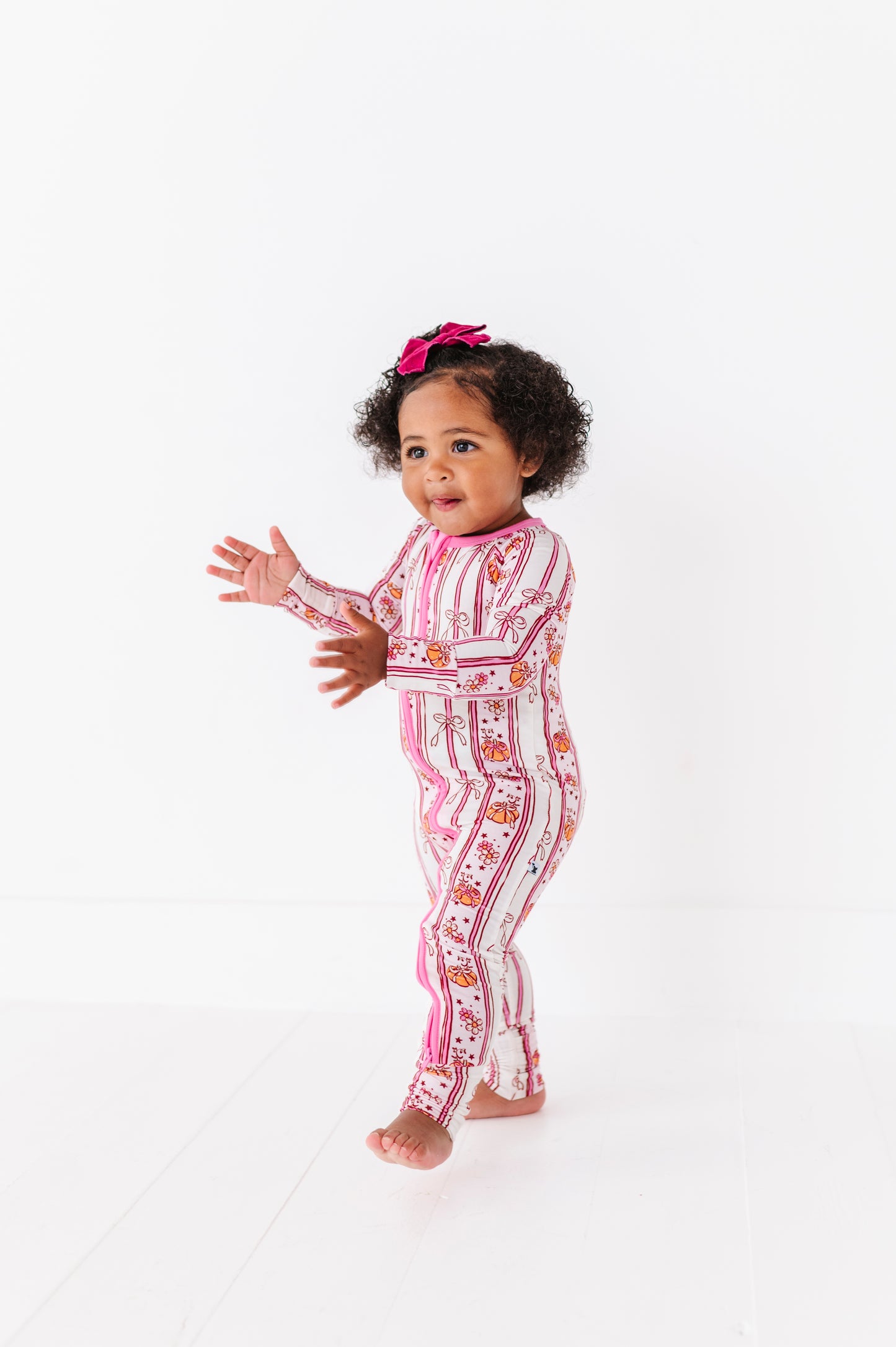 Girls Fall Bow Pumpkin Convertible Footies