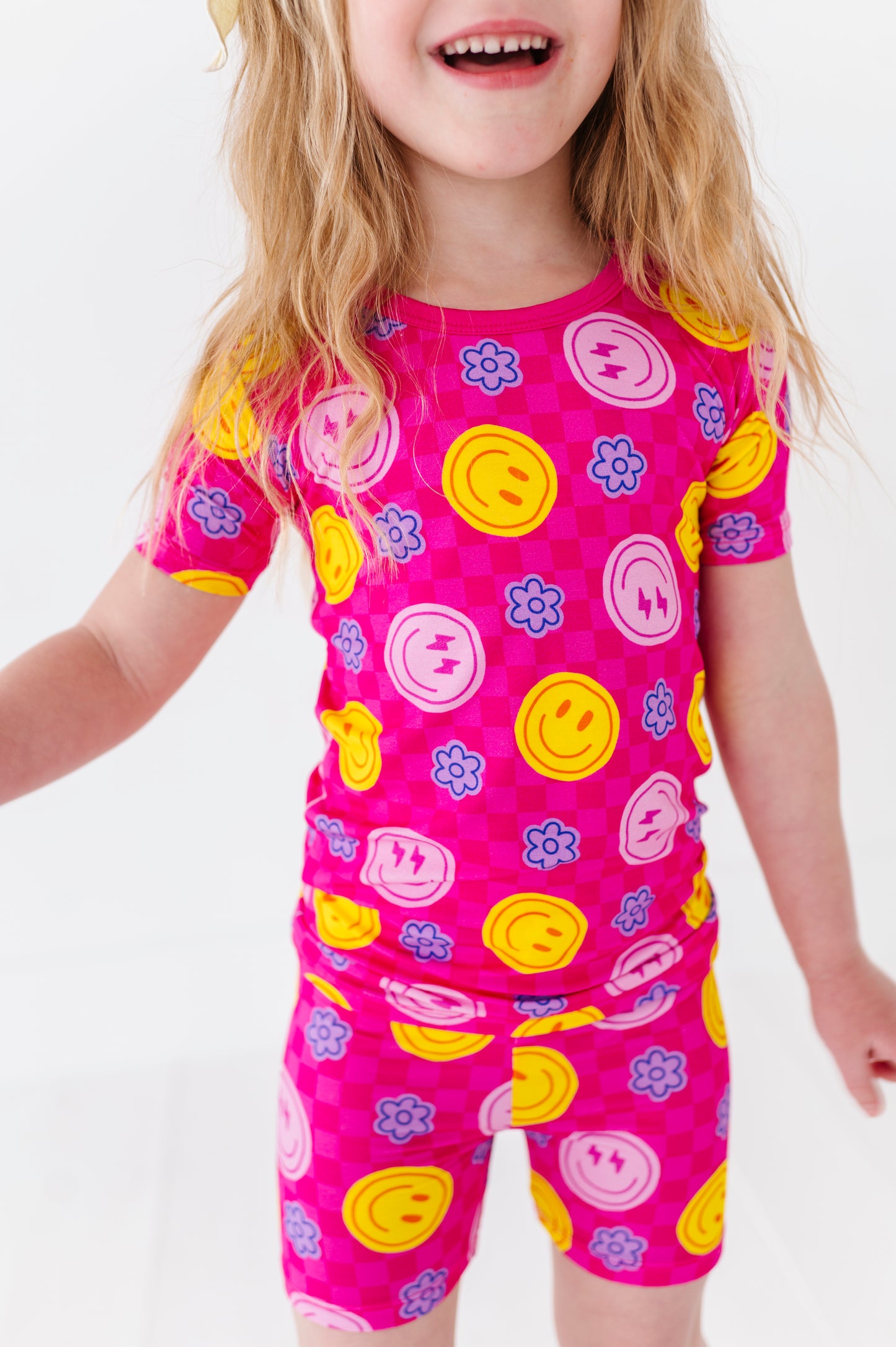 Girls Neon Smiley Girl Pajamas by Kiki and Lulu