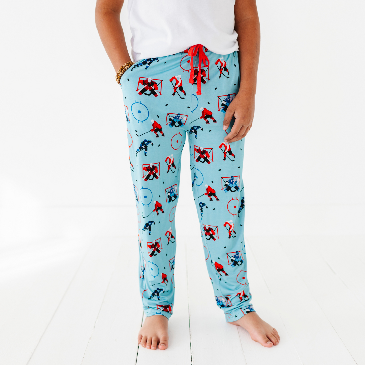 Boy in Hockey Pajama pants