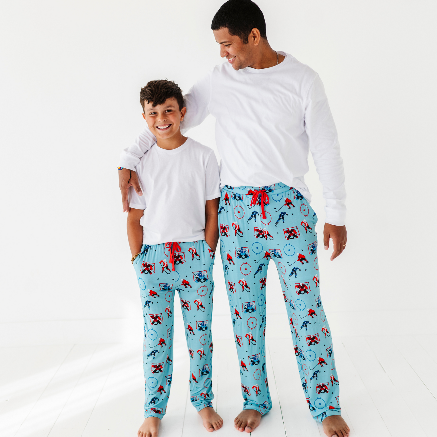 Boy in Hockey Pajama pants