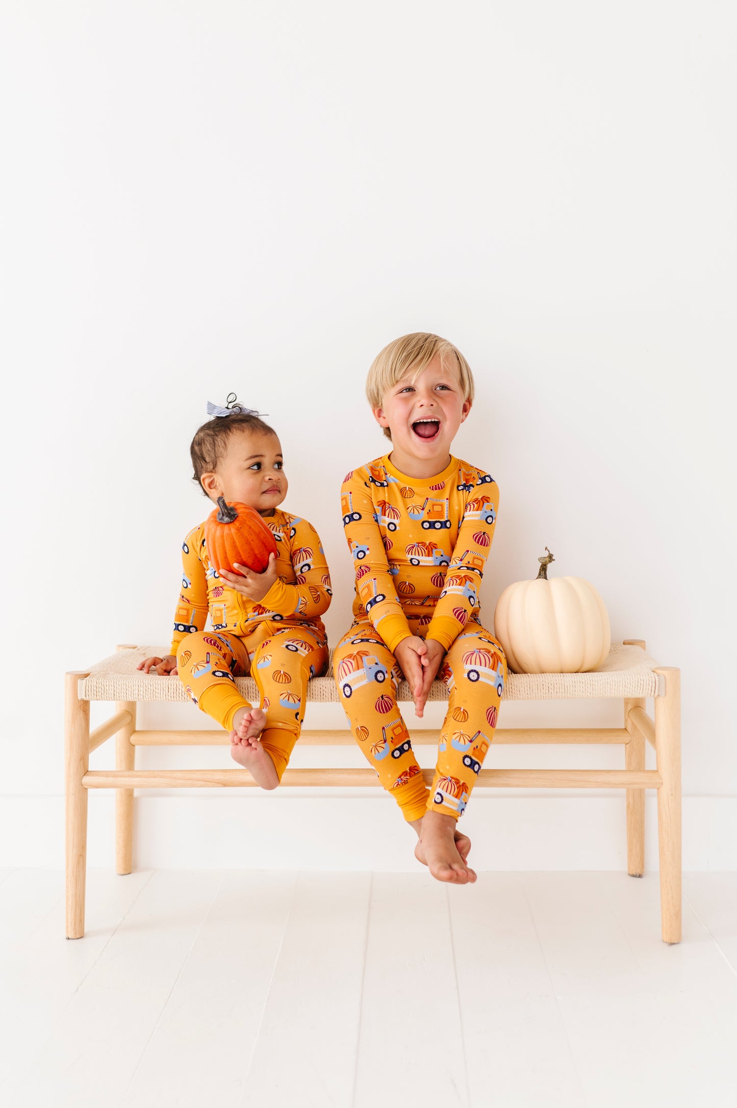 Kids Truck Pumpkin Matching Pajamas