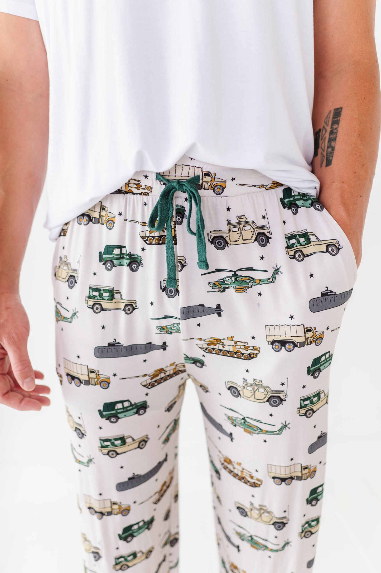 Man wearing military vehicle pajamas by Kiki Lulu