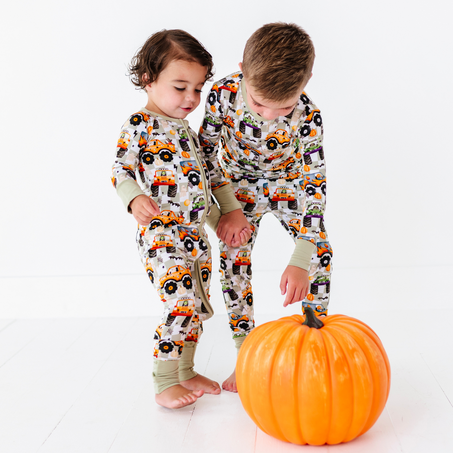 Sibling Matching Monster Truck Pajamas by Kiki and Lulu
