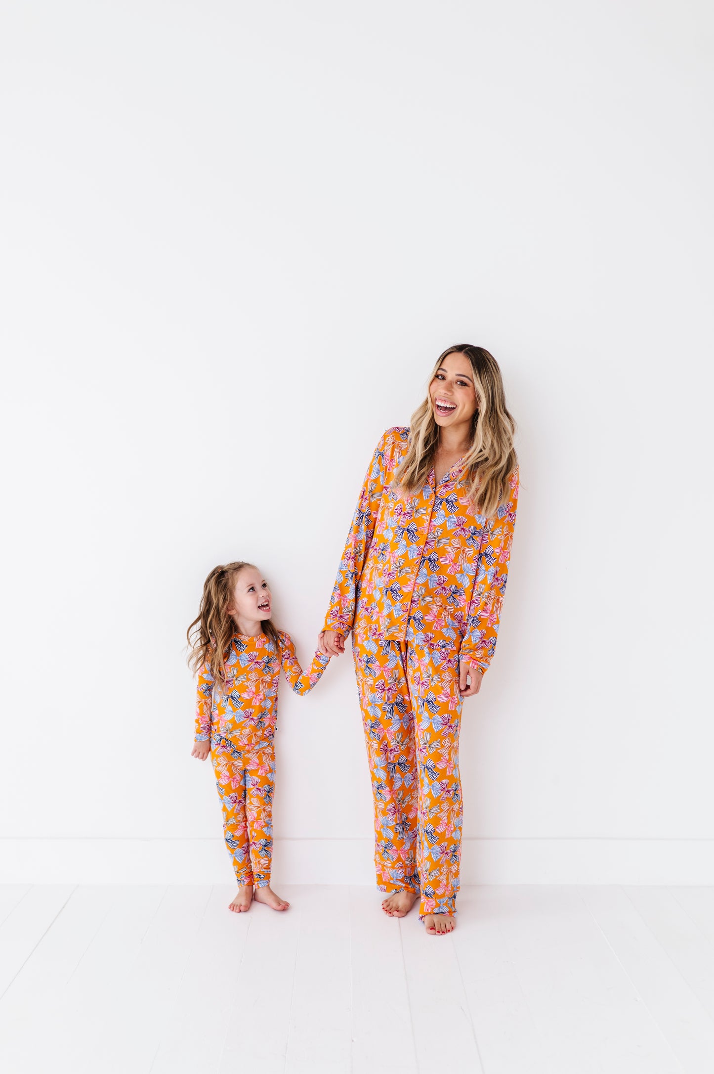 Mother Daughter Mustard Bow Pajamas