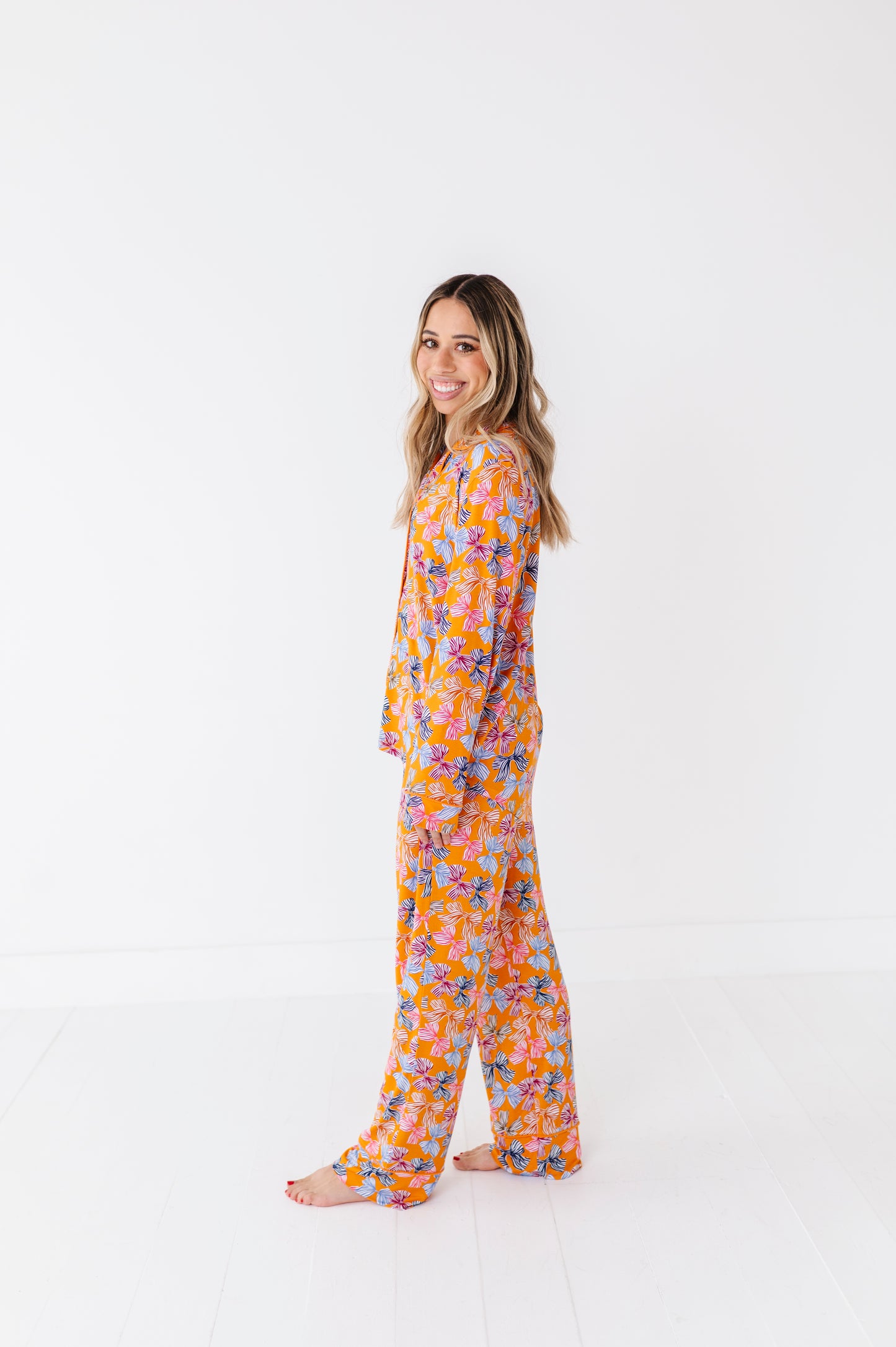 Mustard Bow Mom Pajamas Kiki Lulu