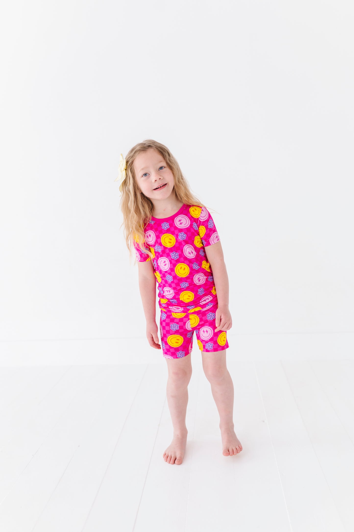 Pink Smiley Girl Pajamas by Kiki and Lulu