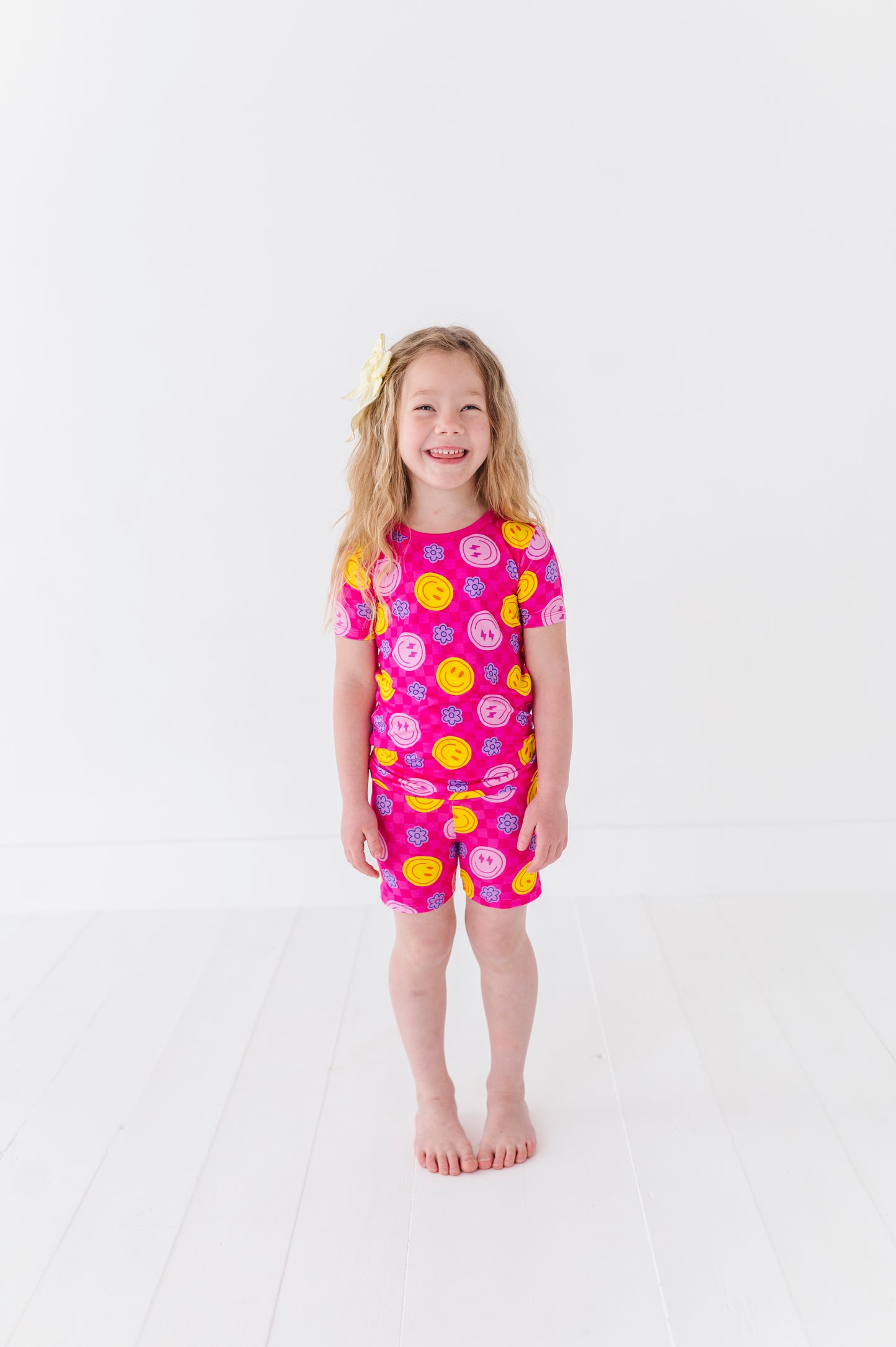 Pink Smiley Girl Pajamas by Kiki and Lulu
