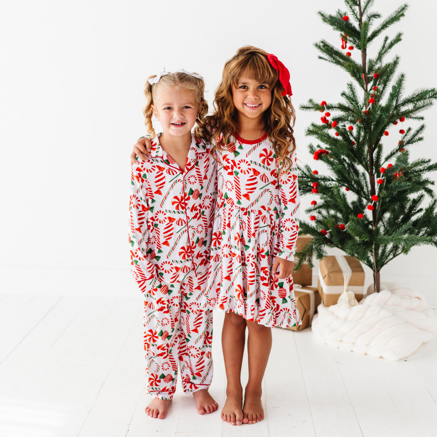 Girl in peppermint Christmas Dress