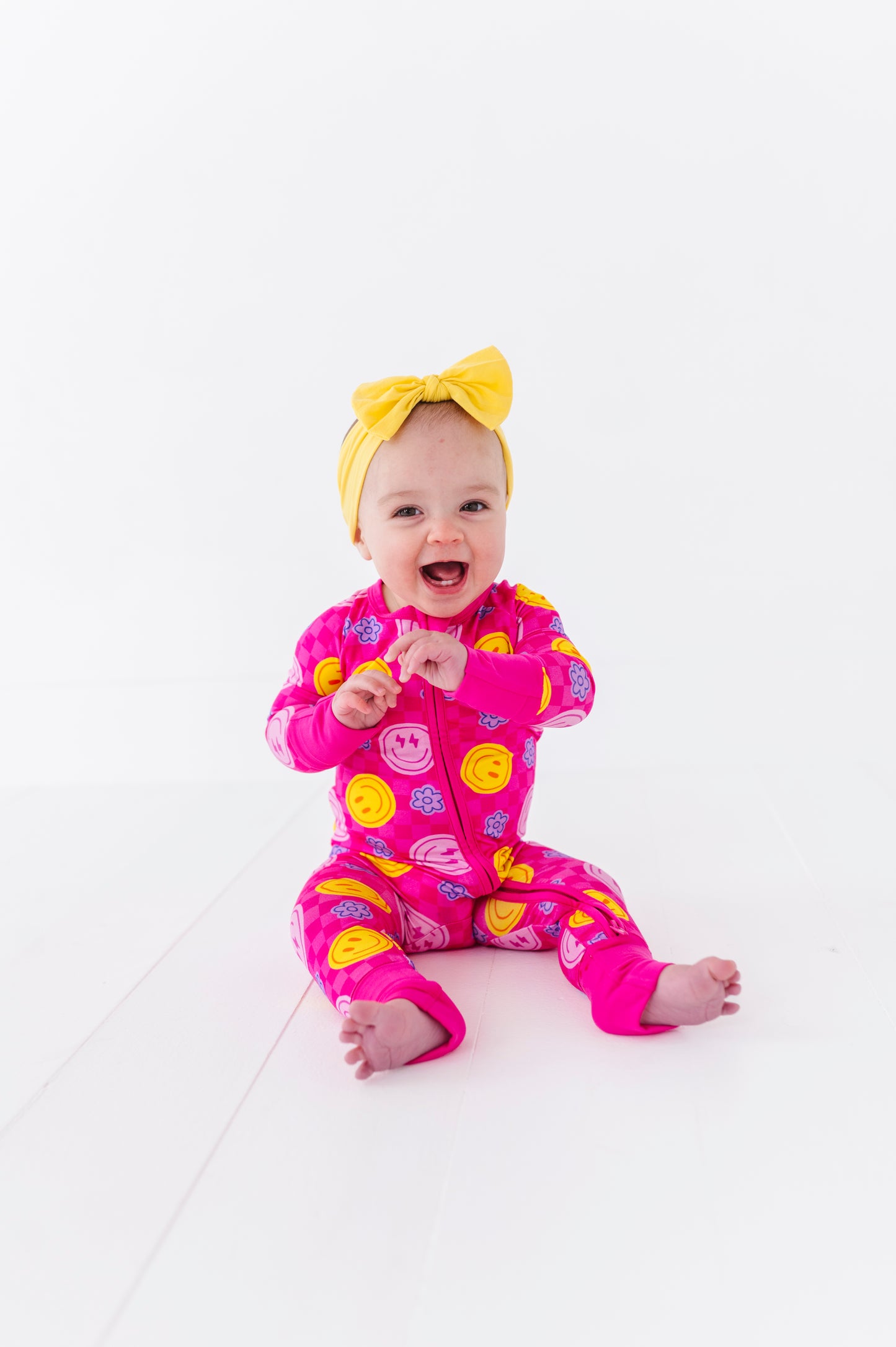 Pink Smiley Footies by Kiki and Lulu
