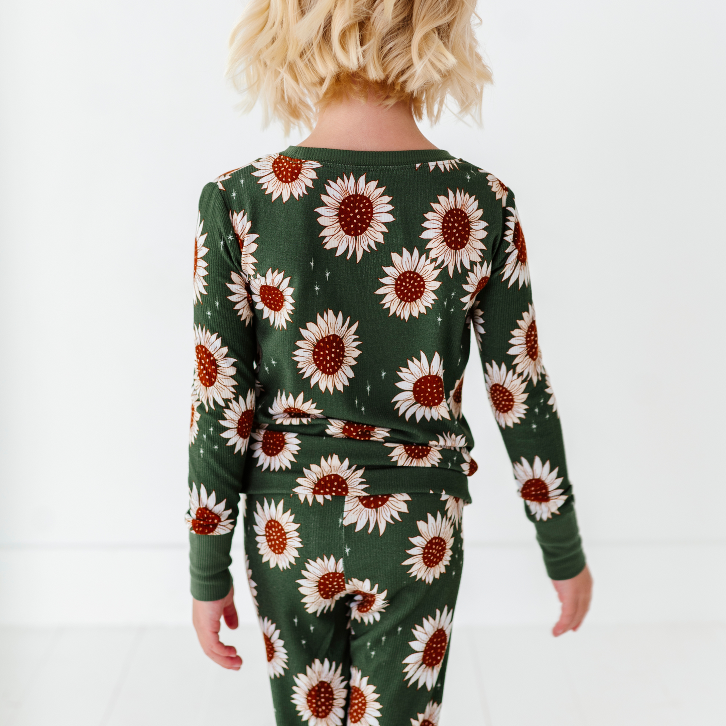 Sunflower ribbed bamboo pajamas mom  daughter matching
