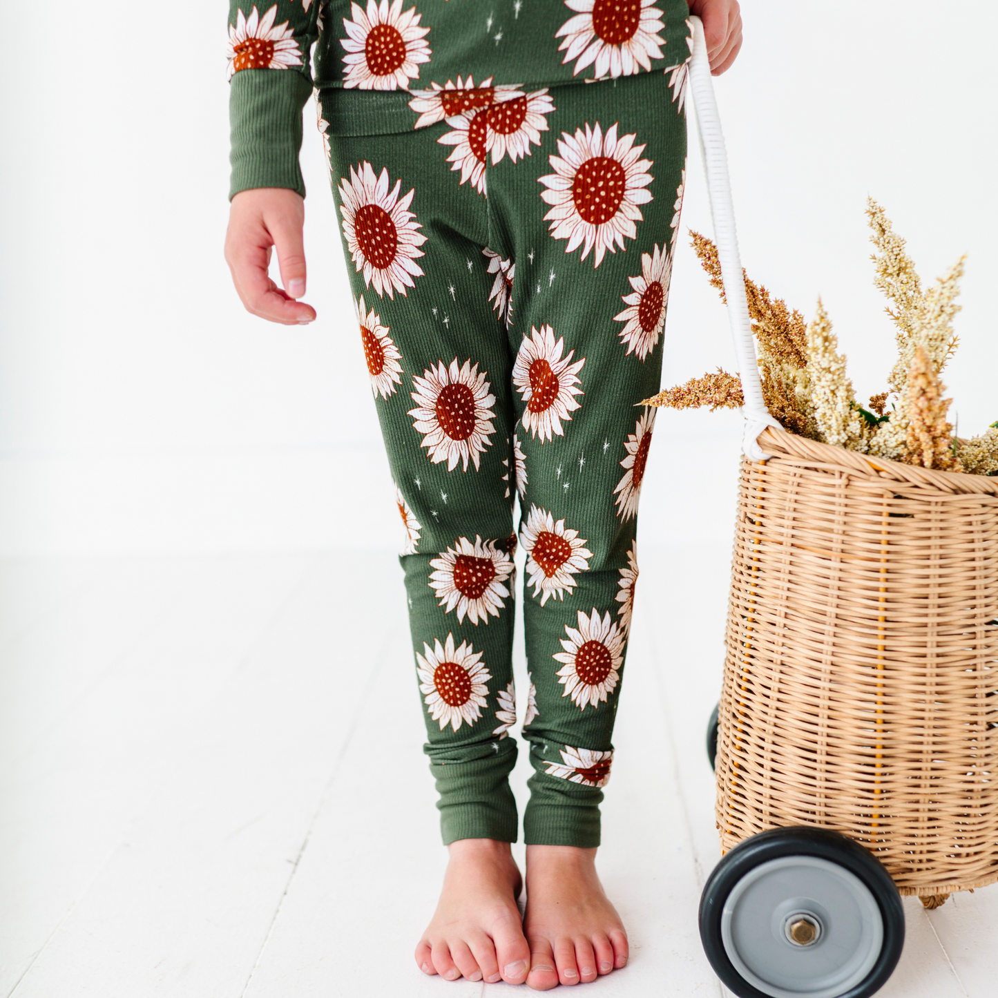 Sunflower ribbed bamboo pajamas mom  daughter matching