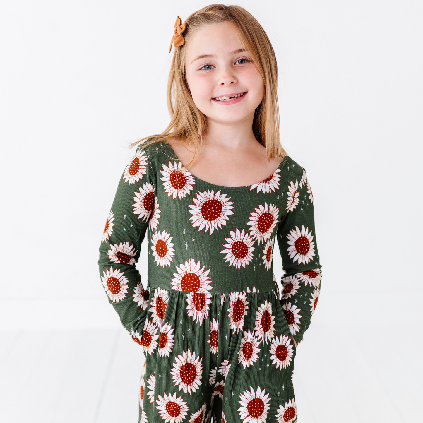Sunflower wide-leg romper by Kiki and Lulu.
