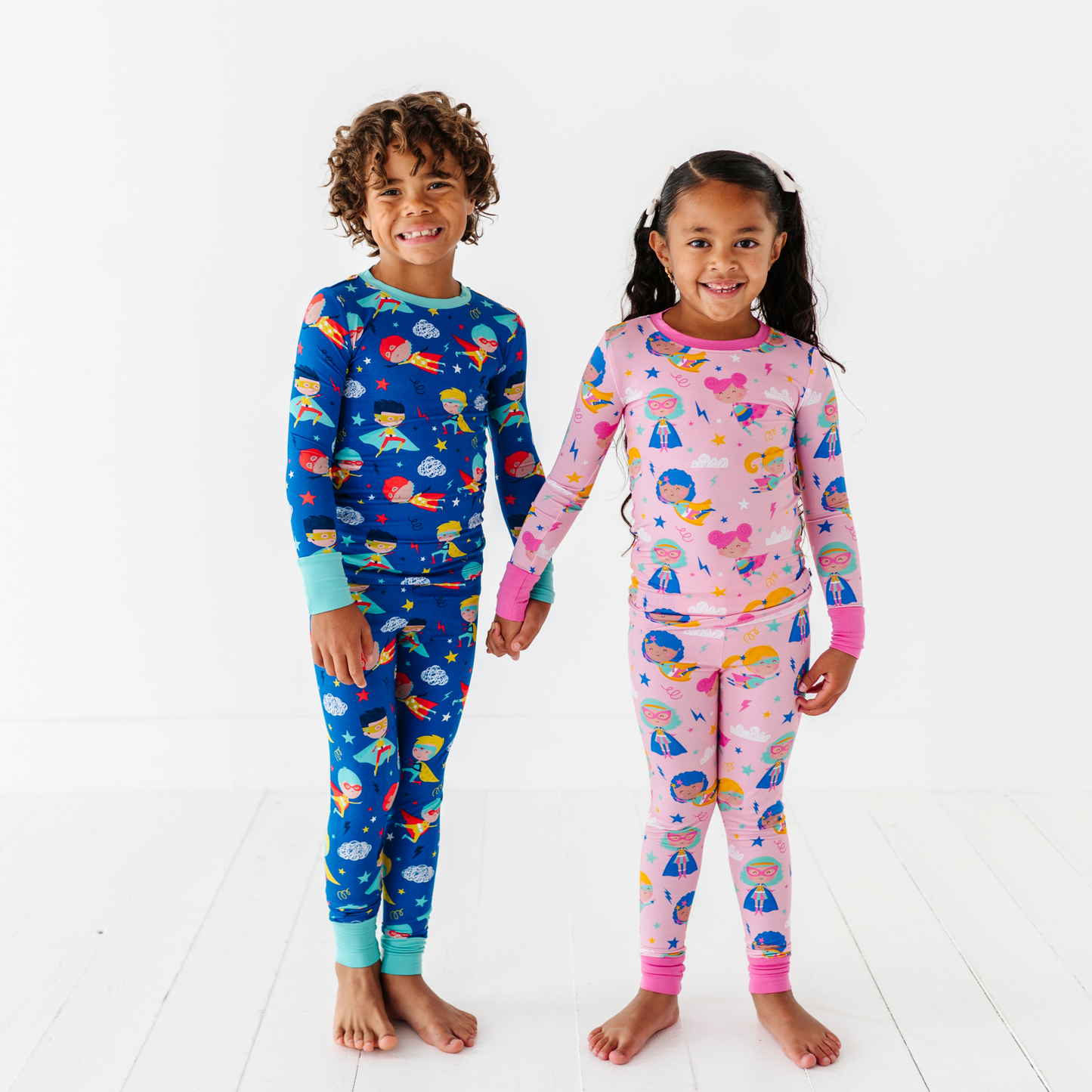 Sibling Matching Superhero Pajamas for kids by Kiki and Lulu