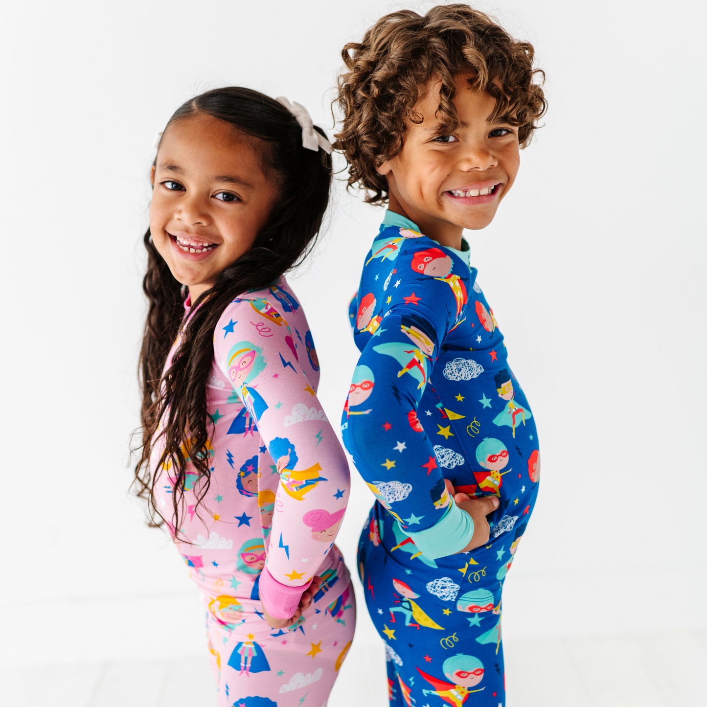 Sibling Matching Superhero Pajamas for kids by Kiki and Lulu