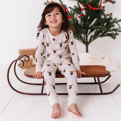 Waffley Cute Moose Waffle Knit Kids Pajamas