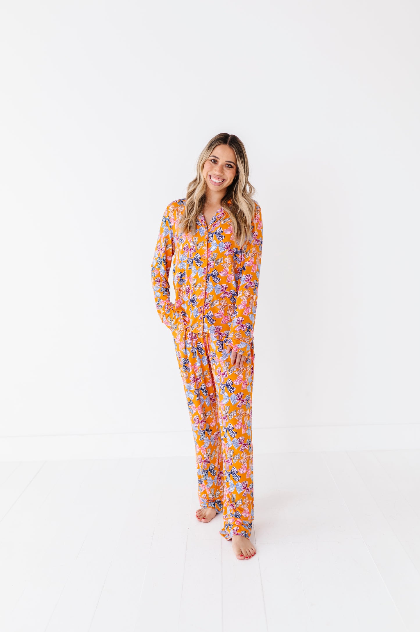 Mustard Bow Mom Pajamas Kiki Lulu
