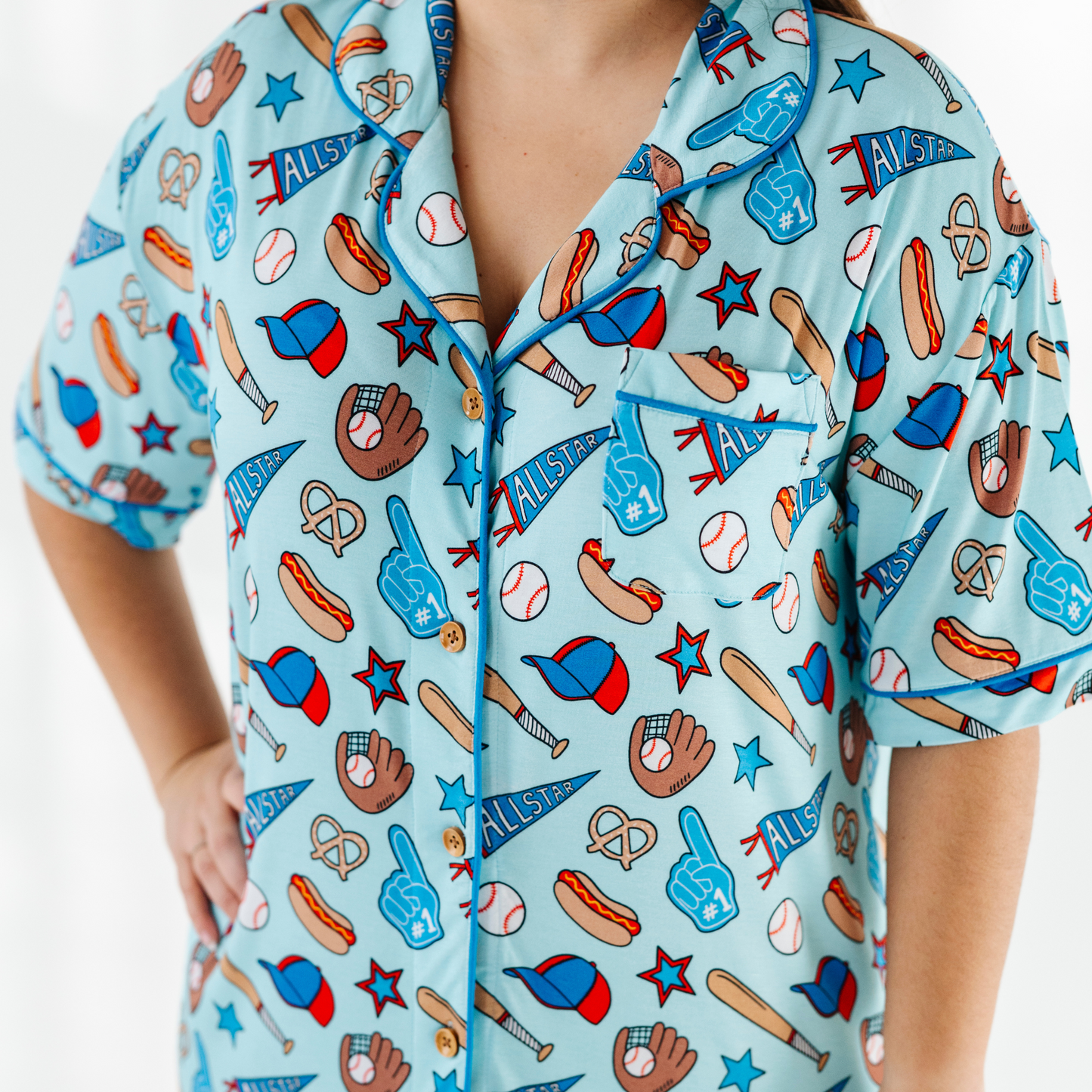 No Place Like Home Blue Baseball Mama Nightgown