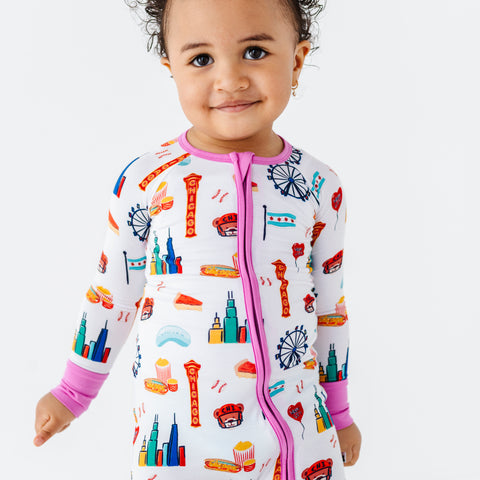 Sweet Home Chicago Convertible Footies - Pink