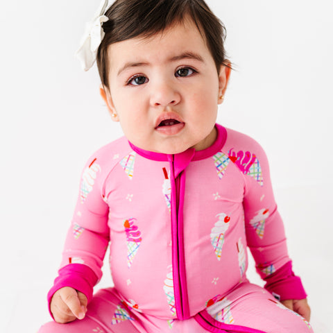 Sundae Funday Convertible Footies - Pink