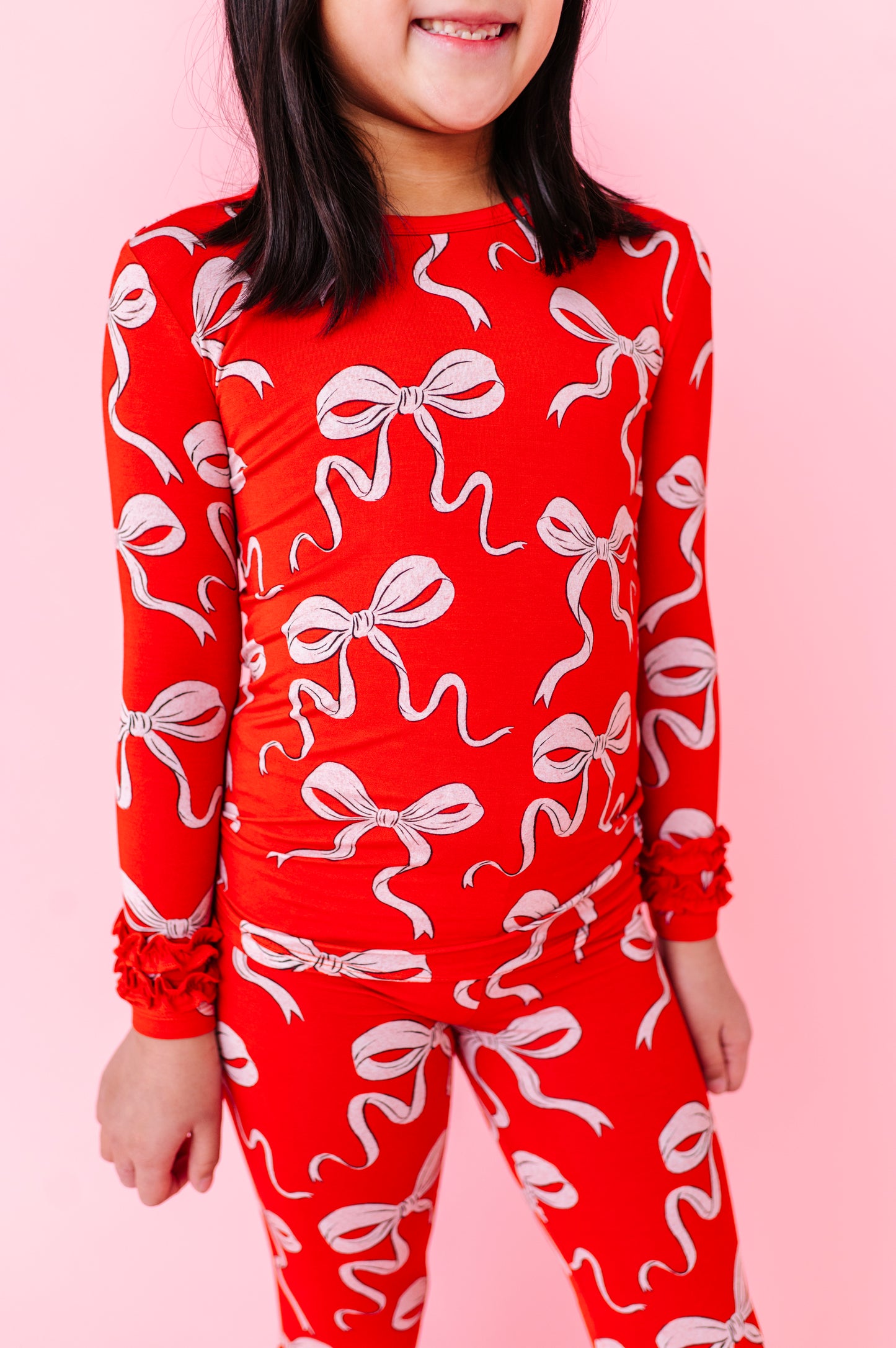 Bow Much Love Kids Pajamas With Ruffle