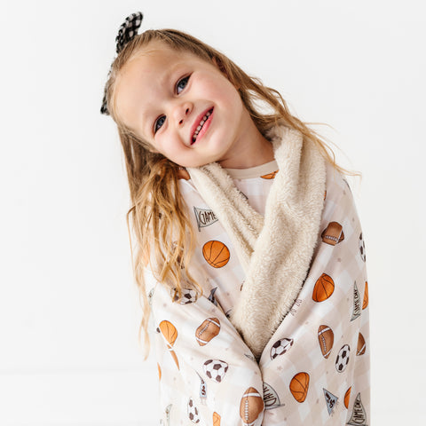 Game Day Gingham Oversized Fuzzy Blanket